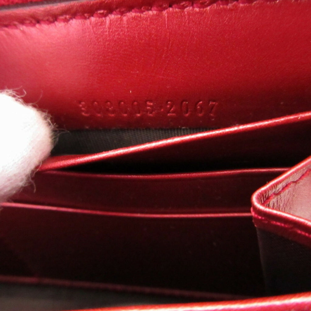 Gucci Red Color Leather Long Wallet (Bi-Fold) (Pre-Owned)