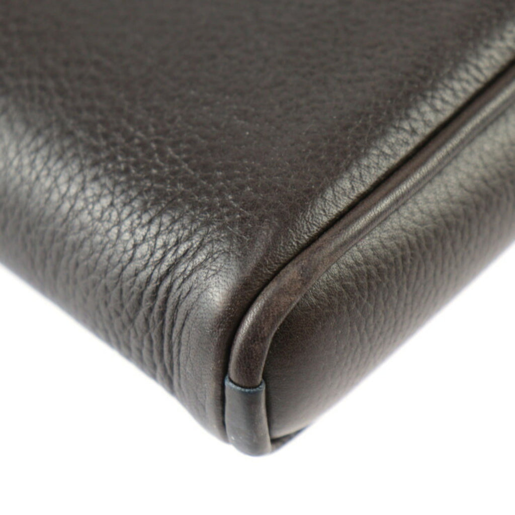 Louis Vuitton Brown Leather Clutch Bag Handbag (Pre-Owned)