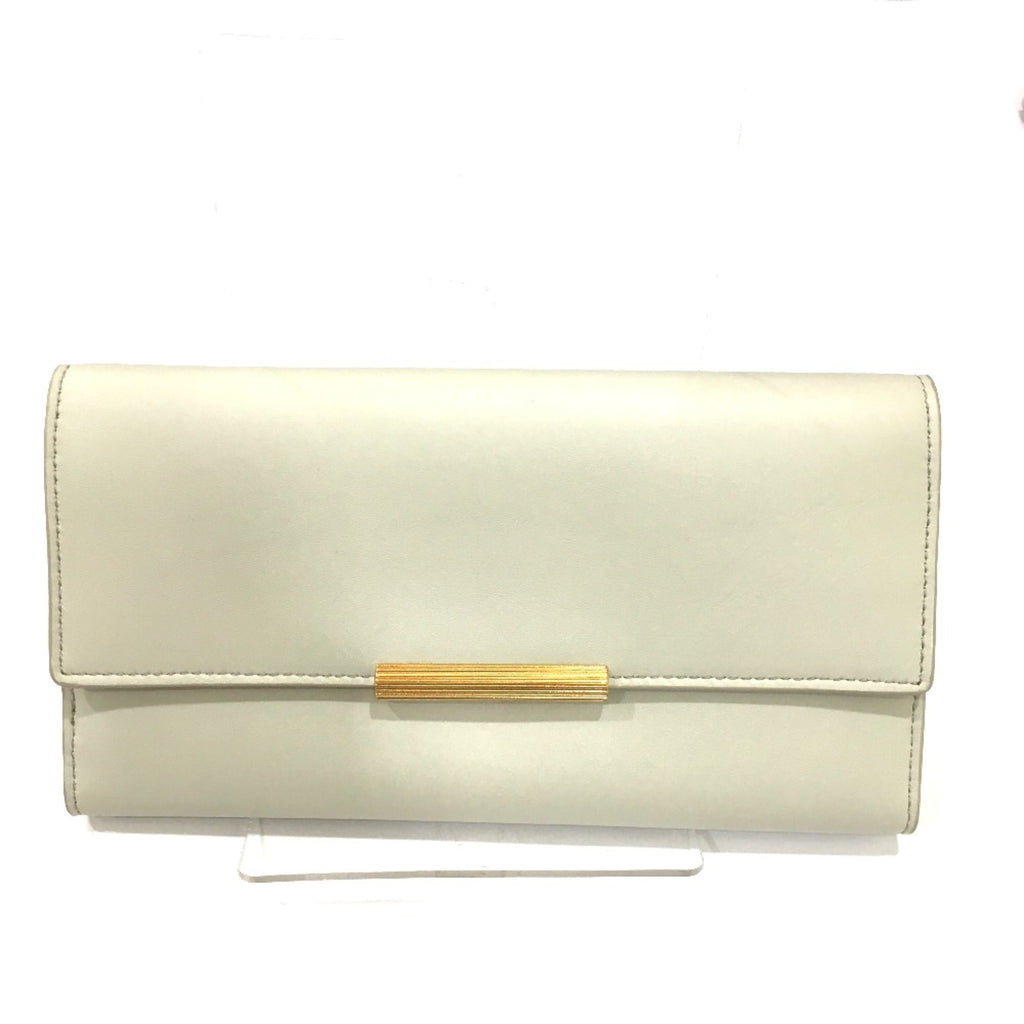 Bottega Veneta White Leather Long Wallet (Bi-Fold) (Pre-Owned)
