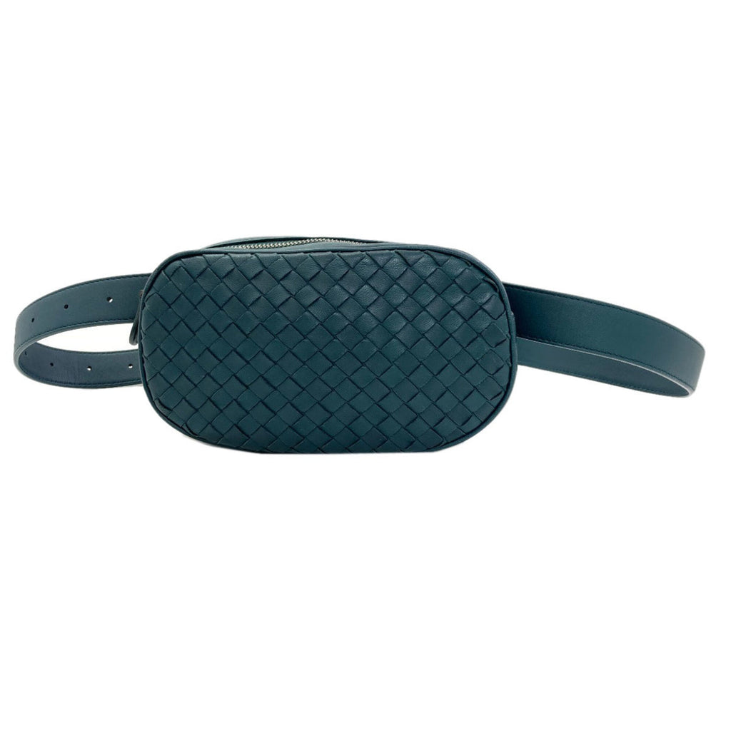 Bottega Veneta Intrecciato Green Leather Fanny Pack (Pre-Owned)