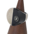 Chanel Silver Black Band Ring (Pre-Owned)