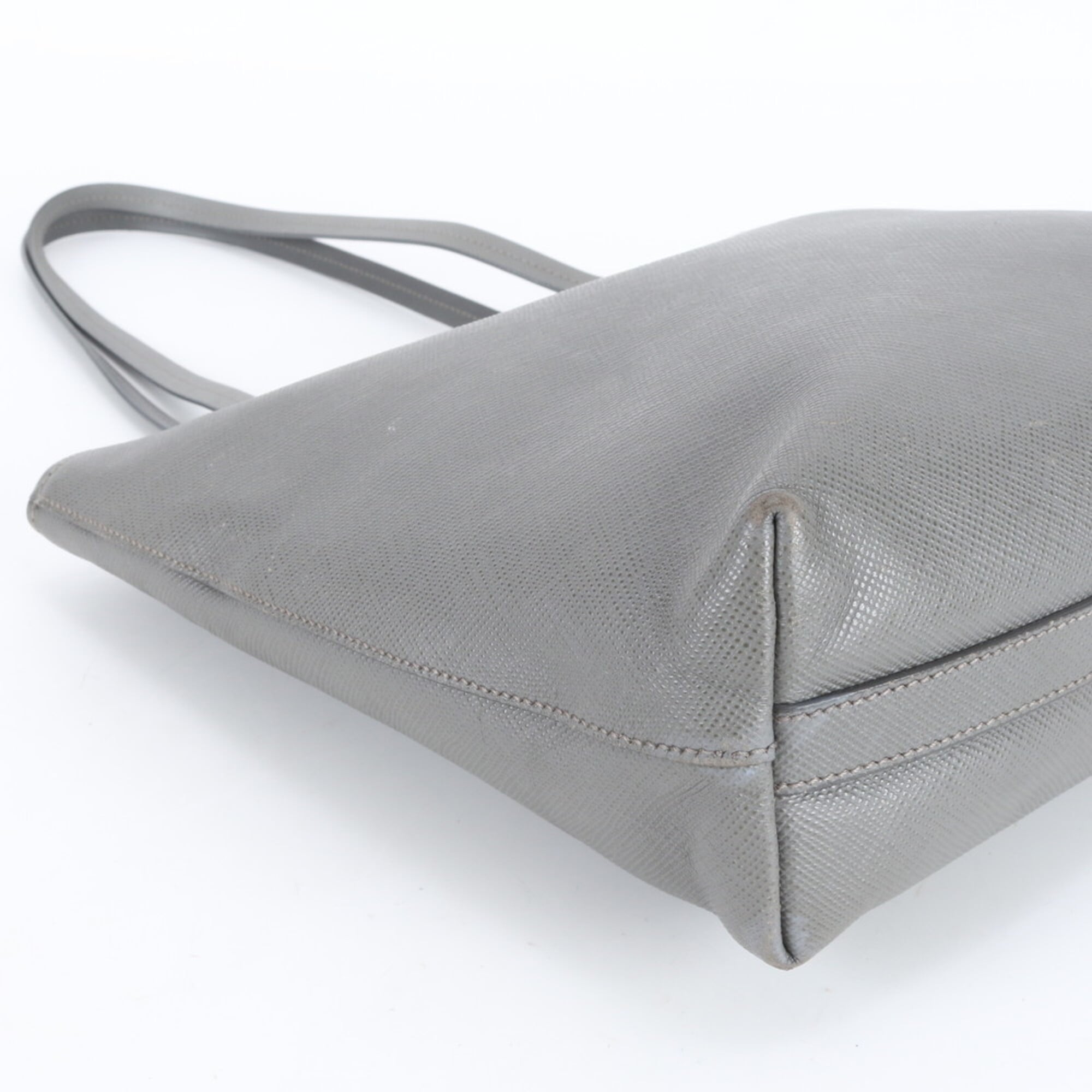 Prada Saffiano Gray Leather Handbag Tote Bag (Pre-Owned)