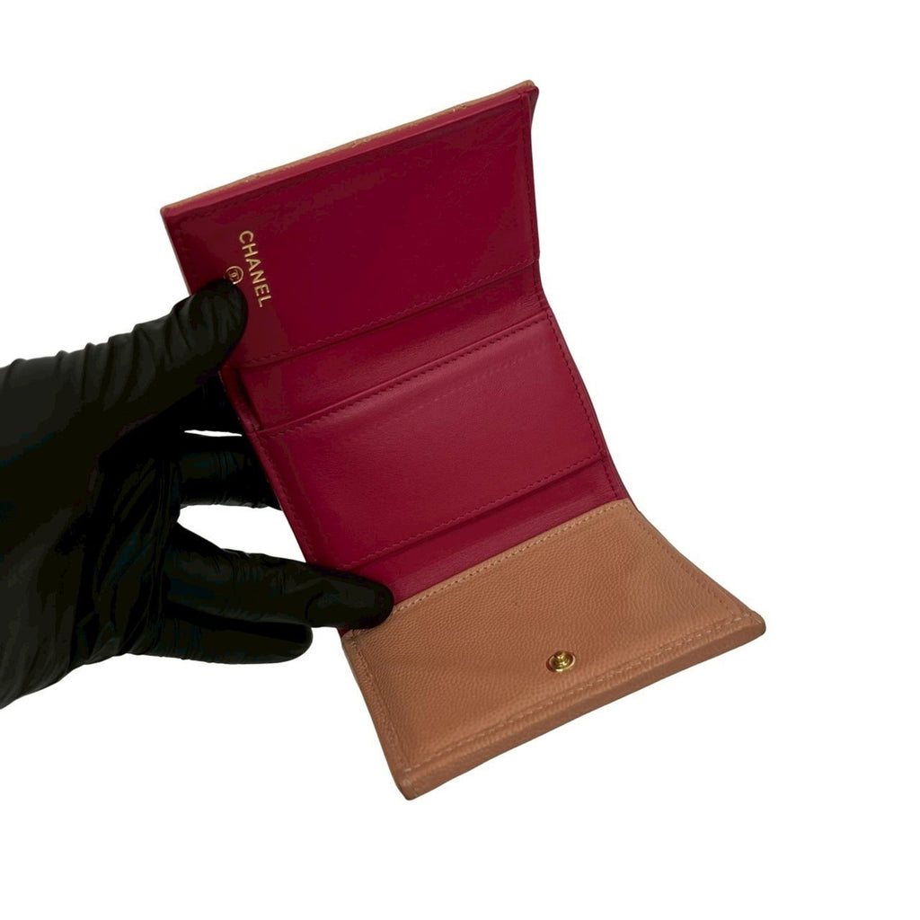 Chanel Beige Pink Grained Calfskin Wallet (Tri-Fold) (Pre-Owned)