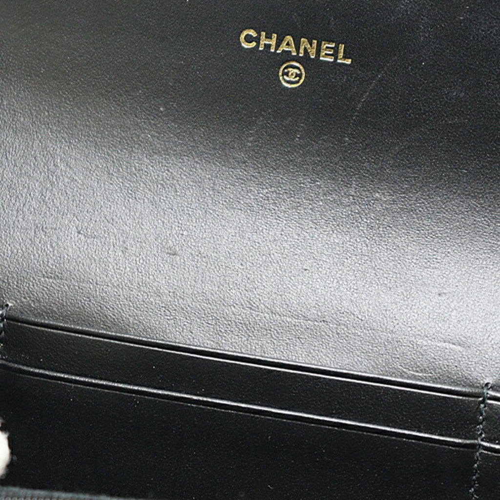 Chanel Black Grained Calfskin Wallet (Bi-Fold) (Pre-Owned)