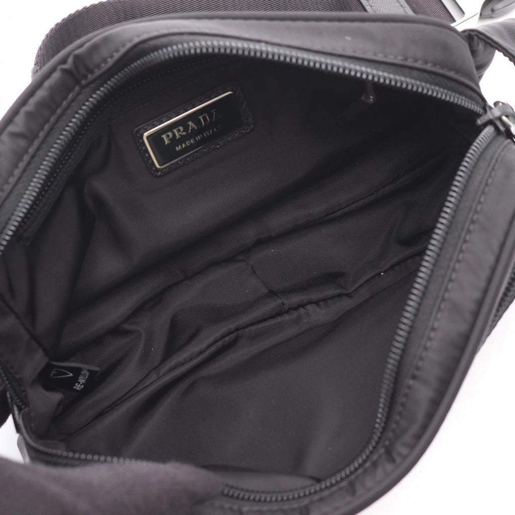 Prada Black Nylon Saffiano Triangle Fanny Pack Sling Bag (Pre-Owned)