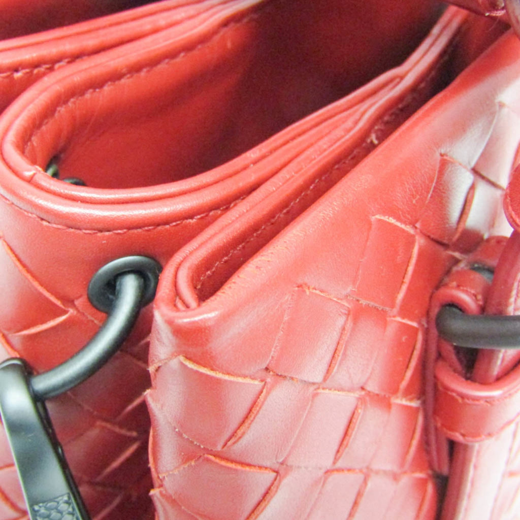 Bottega Veneta Roma Bag Intrecciato Nappa Red Leather Shoulder Bag Bag (Pre-Owned)