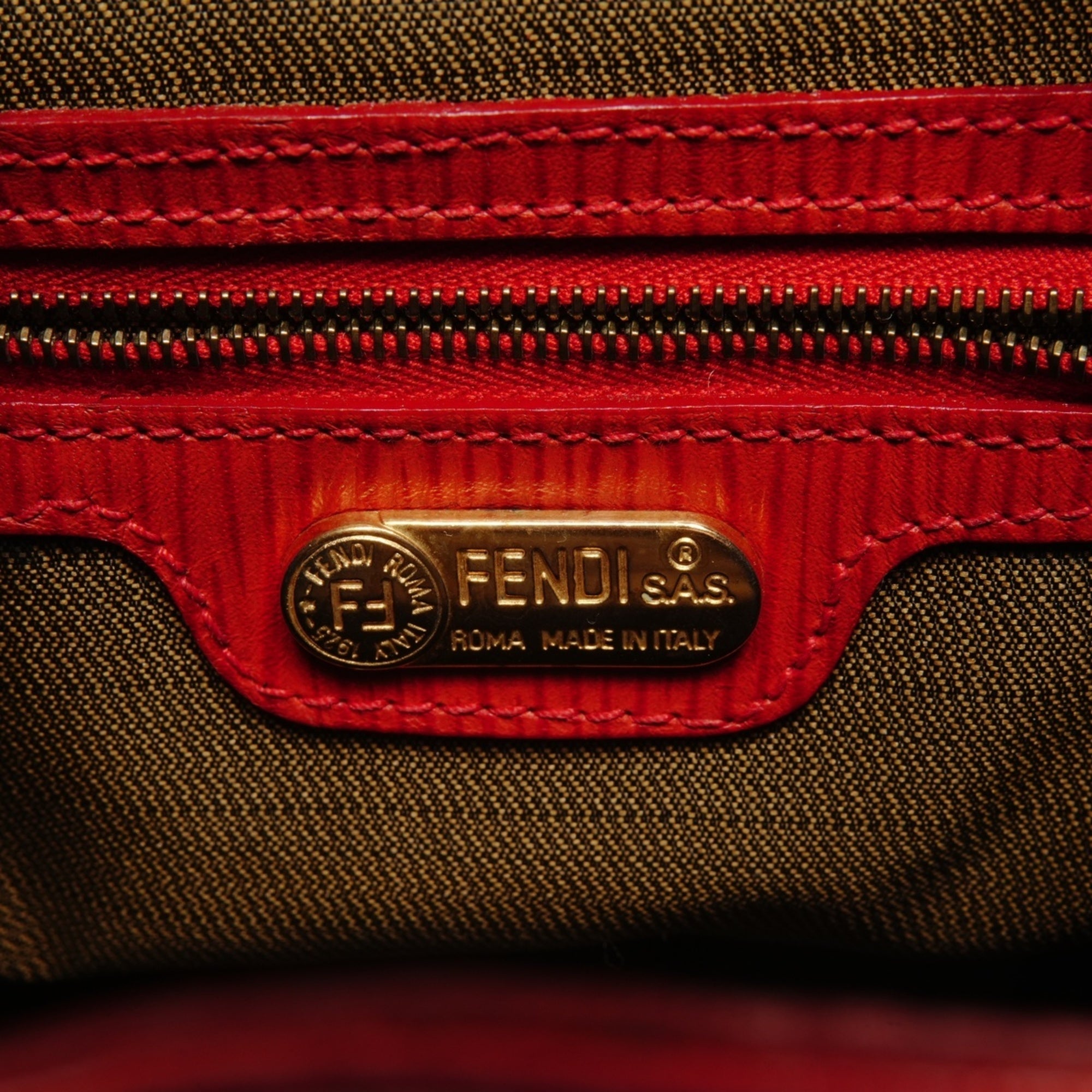 Fendi Red Color Leather Backpack (Pre-Owned)