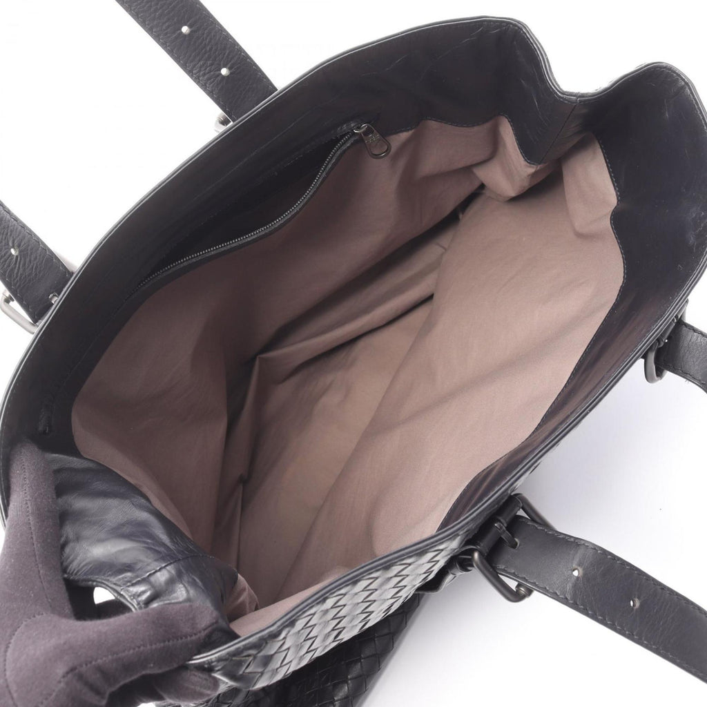 Bottega Veneta Black Leather Handbag Tote Bag (Pre-Owned)