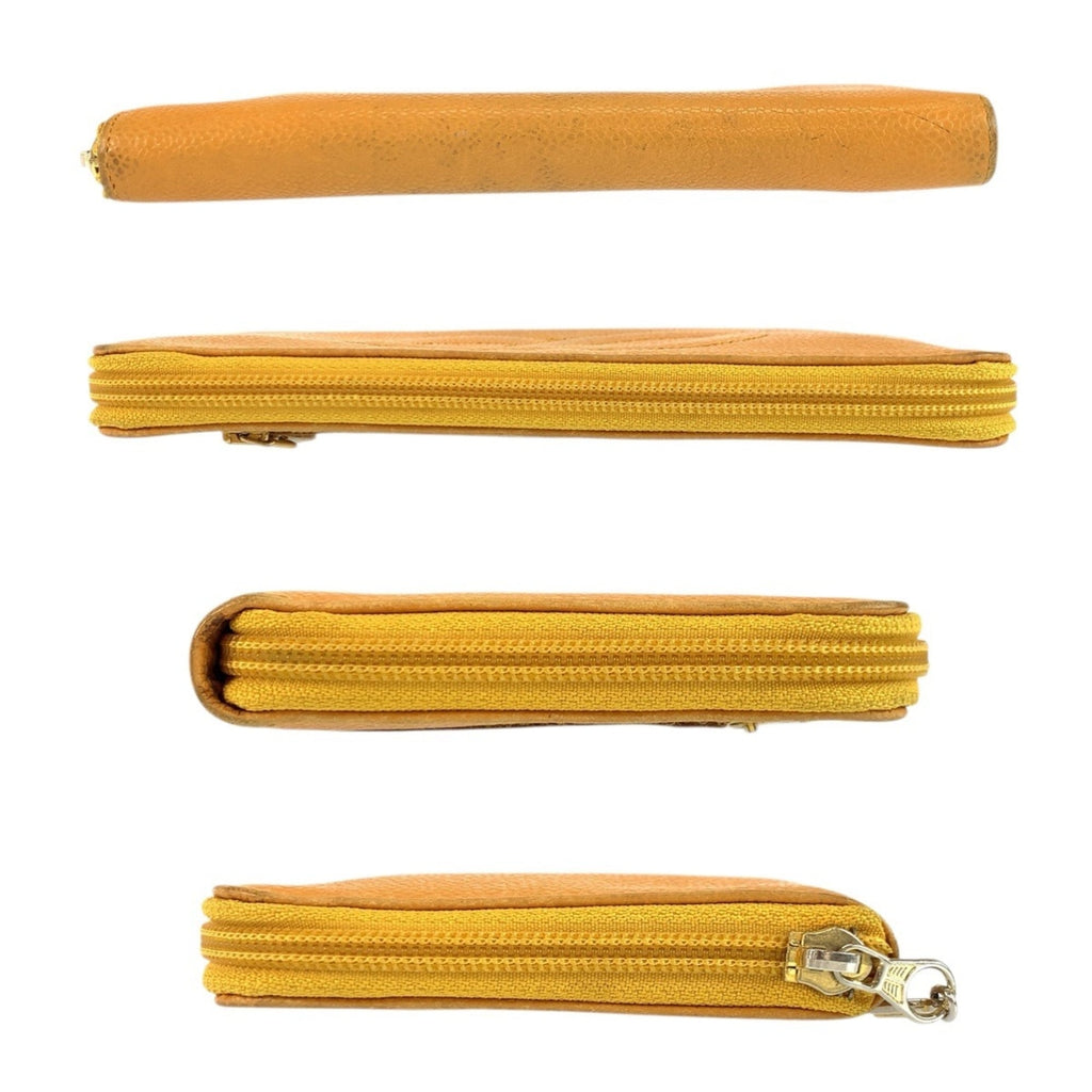 Chanel Yellow Leather Long Wallet (Bi-Fold) (Pre-Owned)