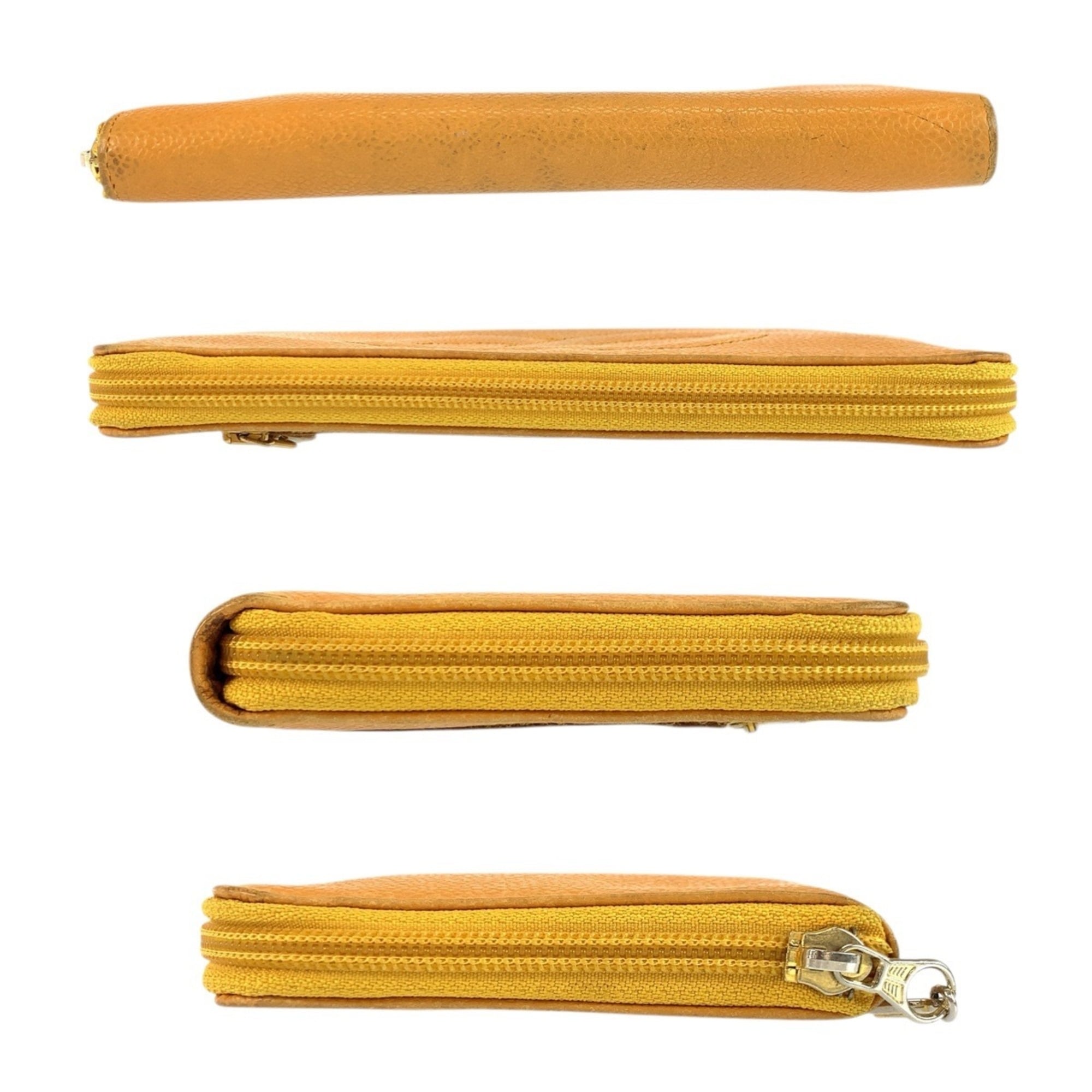 Chanel Yellow Leather Long Wallet (Bi-Fold) (Pre-Owned)