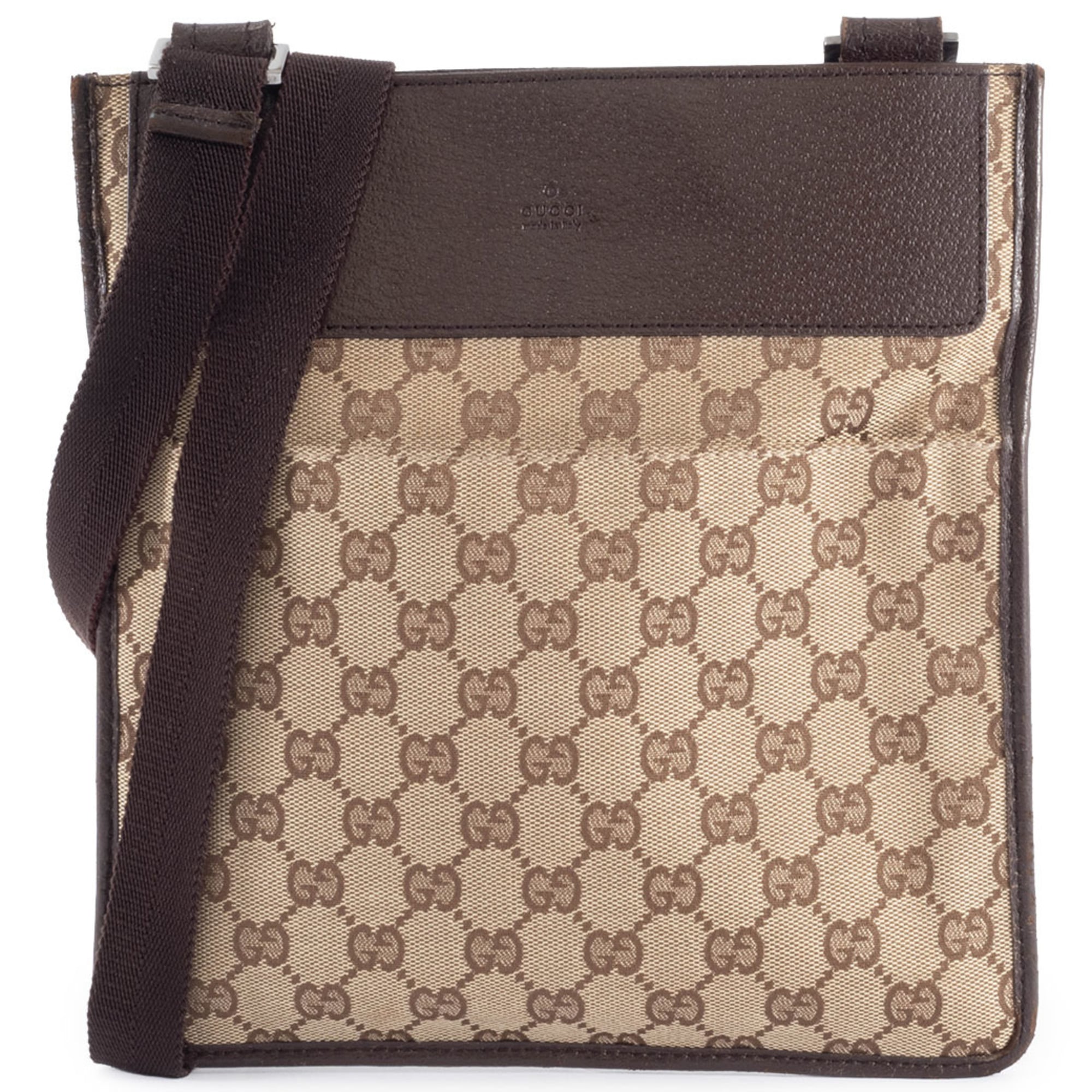 Gucci Gg Canvas Beige Brown Gg Canvas Leather Shoulder Bag (Pre-Owned)