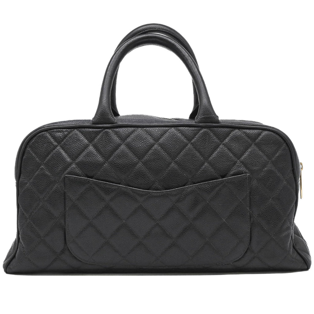 Chanel Black Grained Calfskin Handbag (Pre-Owned)
