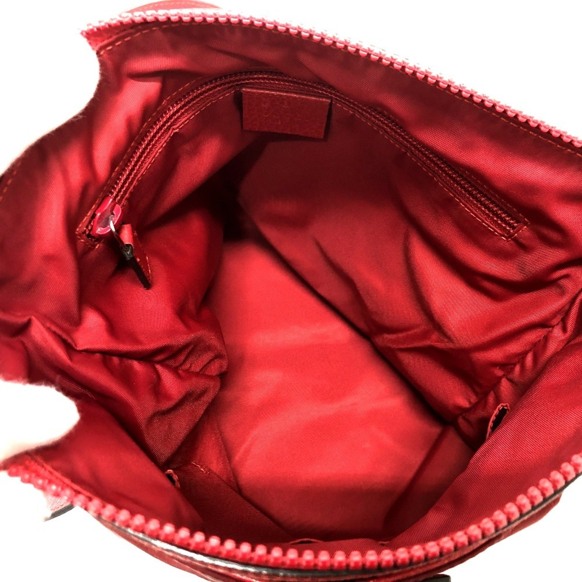 Gucci Red Color Nylon Leather Shoulder Bag (Pre-Owned)