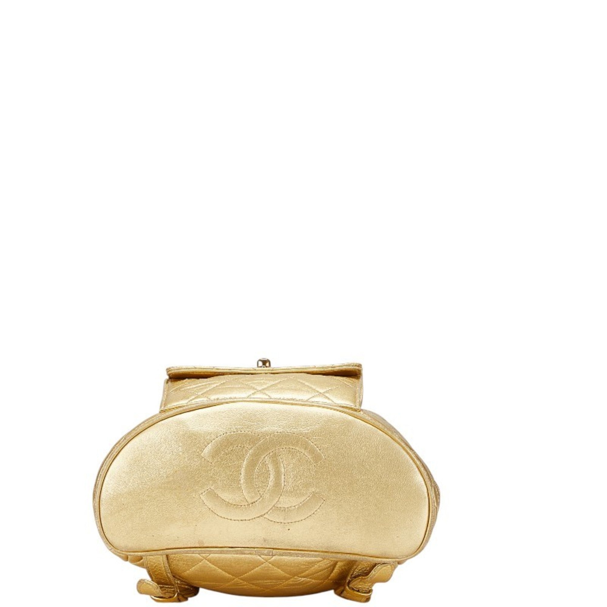 Chanel Gold Leather Backpack (Pre-Owned)