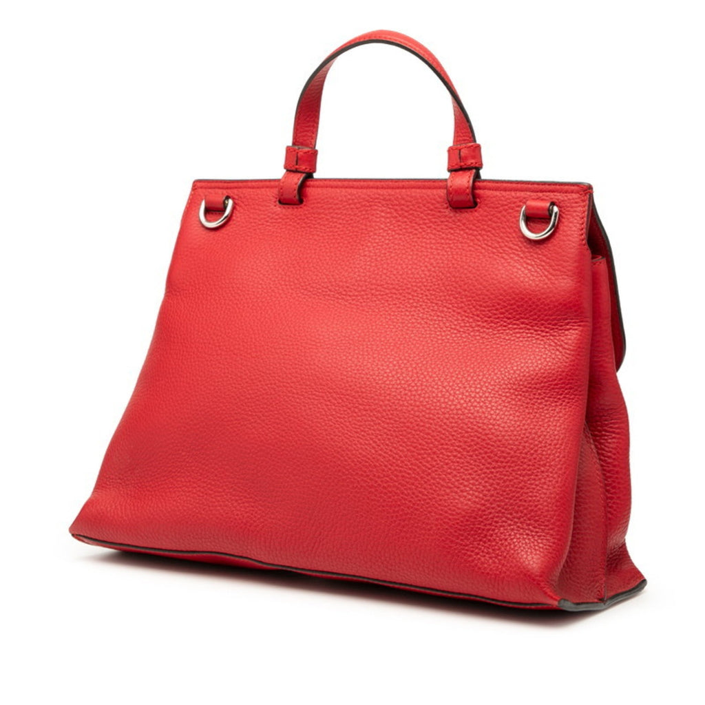 Gucci Red Color Leather Handbag Shoulder Bag (Pre-Owned)