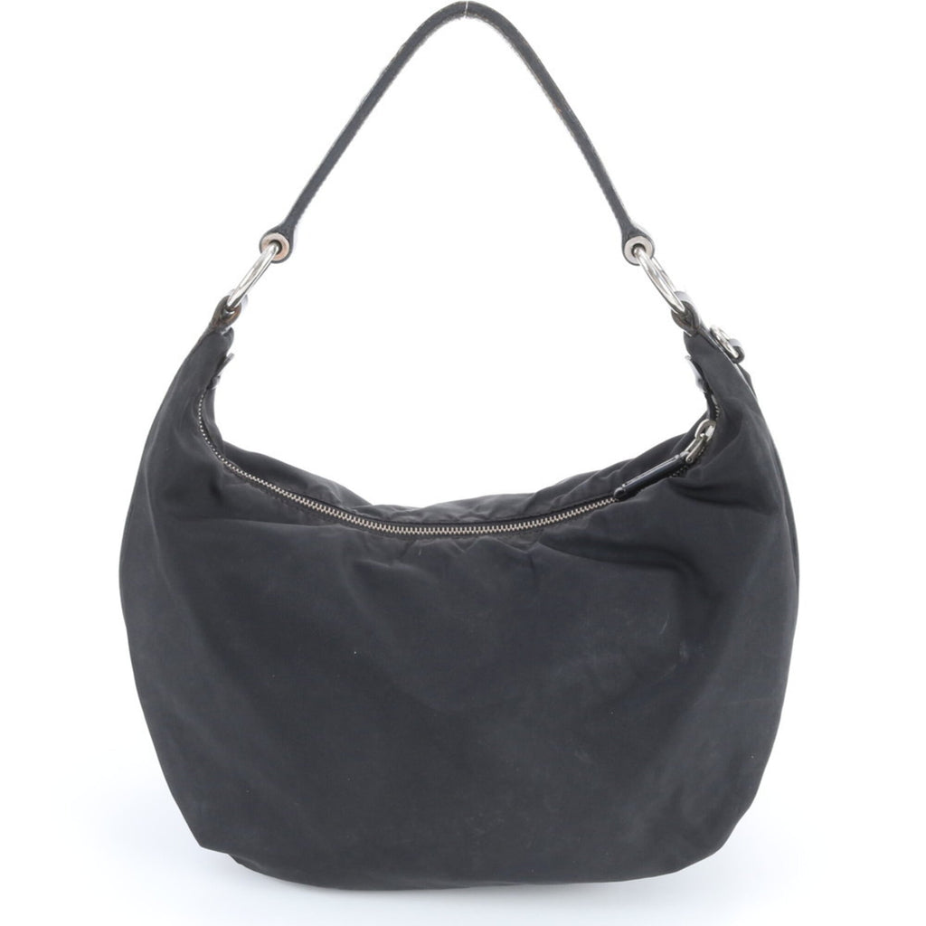 Prada Black Nylon Leather Shoulder Bag Tote Bag (Pre-Owned)