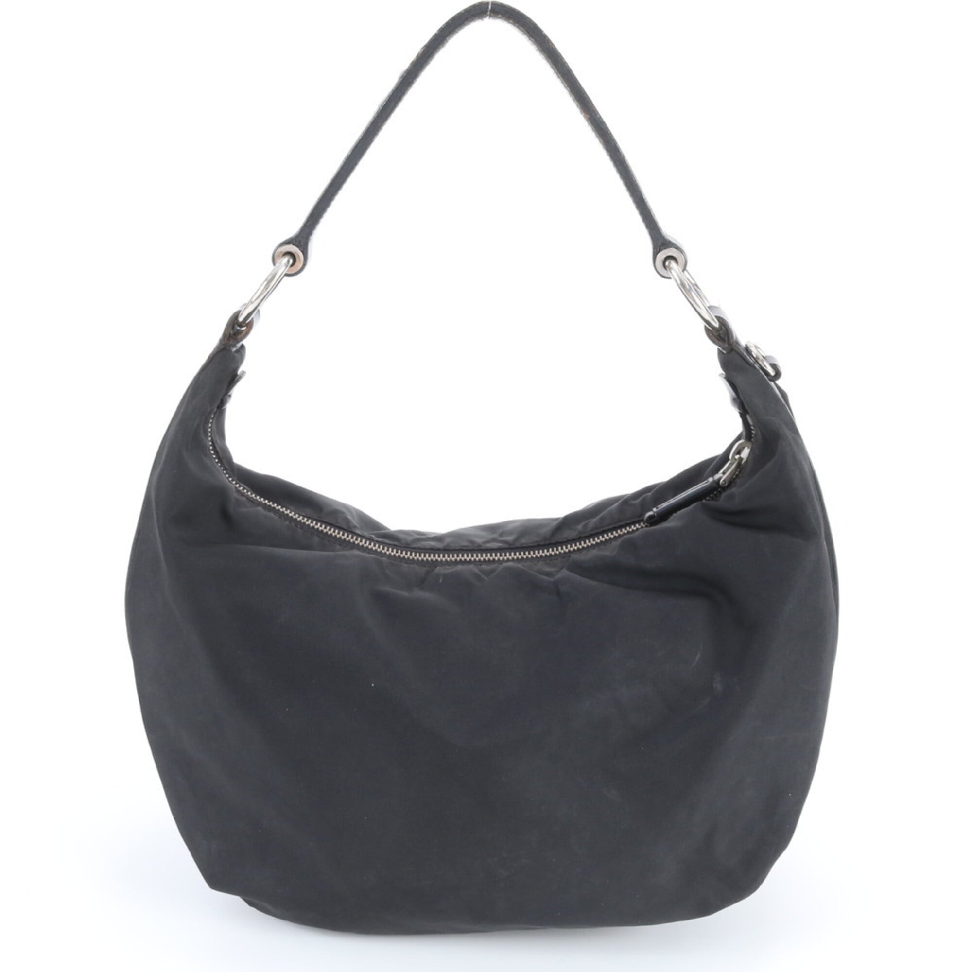 Prada Black Nylon Leather Shoulder Bag Tote Bag (Pre-Owned)