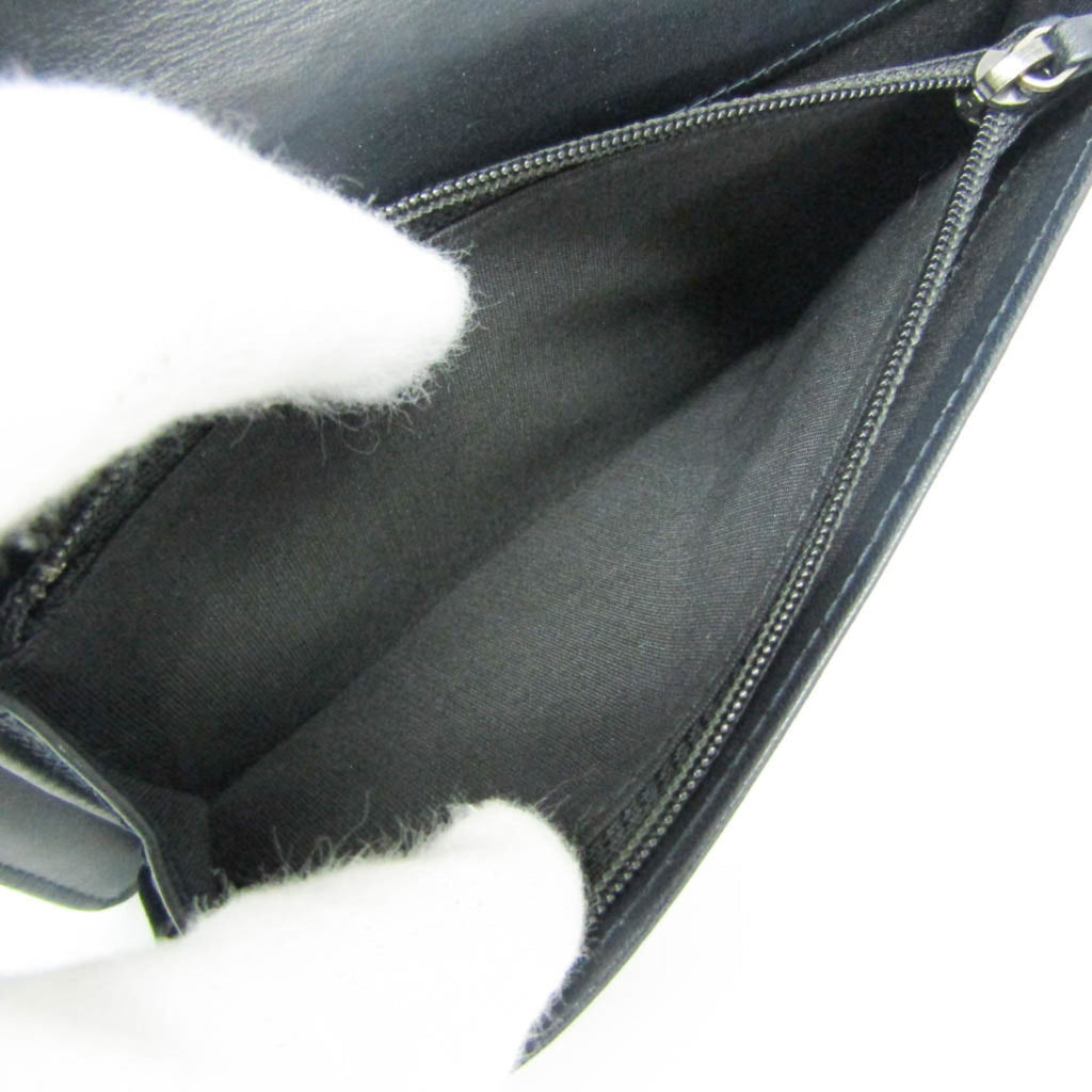 Chanel Boy Chanel Dark Navy Leather Long Wallet (Bi-Fold) (Pre-Owned)