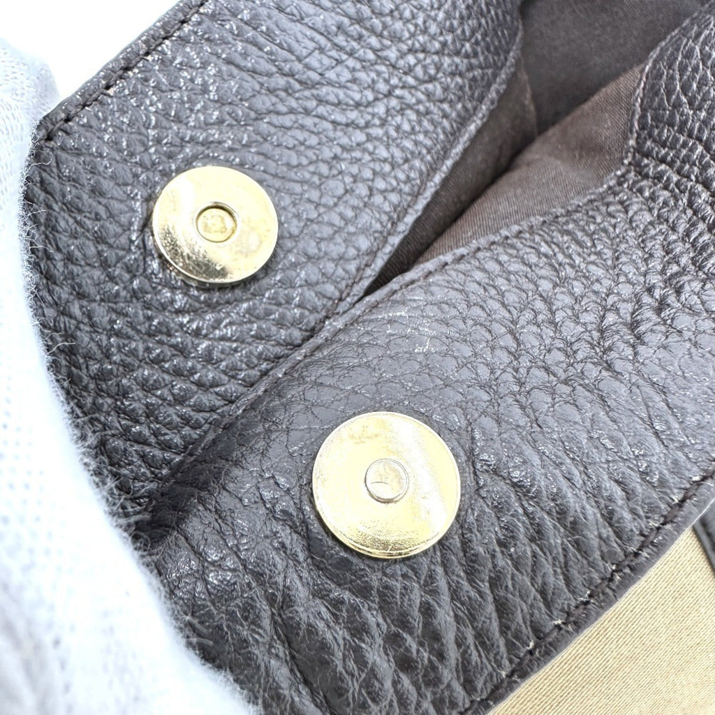 Gucci Beige Canvas Leather Shoulder Bag Tote Bag (Pre-Owned)