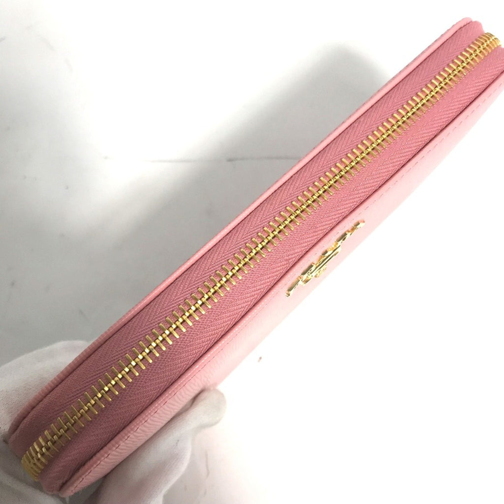 Prada Pink Leather Long Wallet (Bi-Fold) (Pre-Owned)