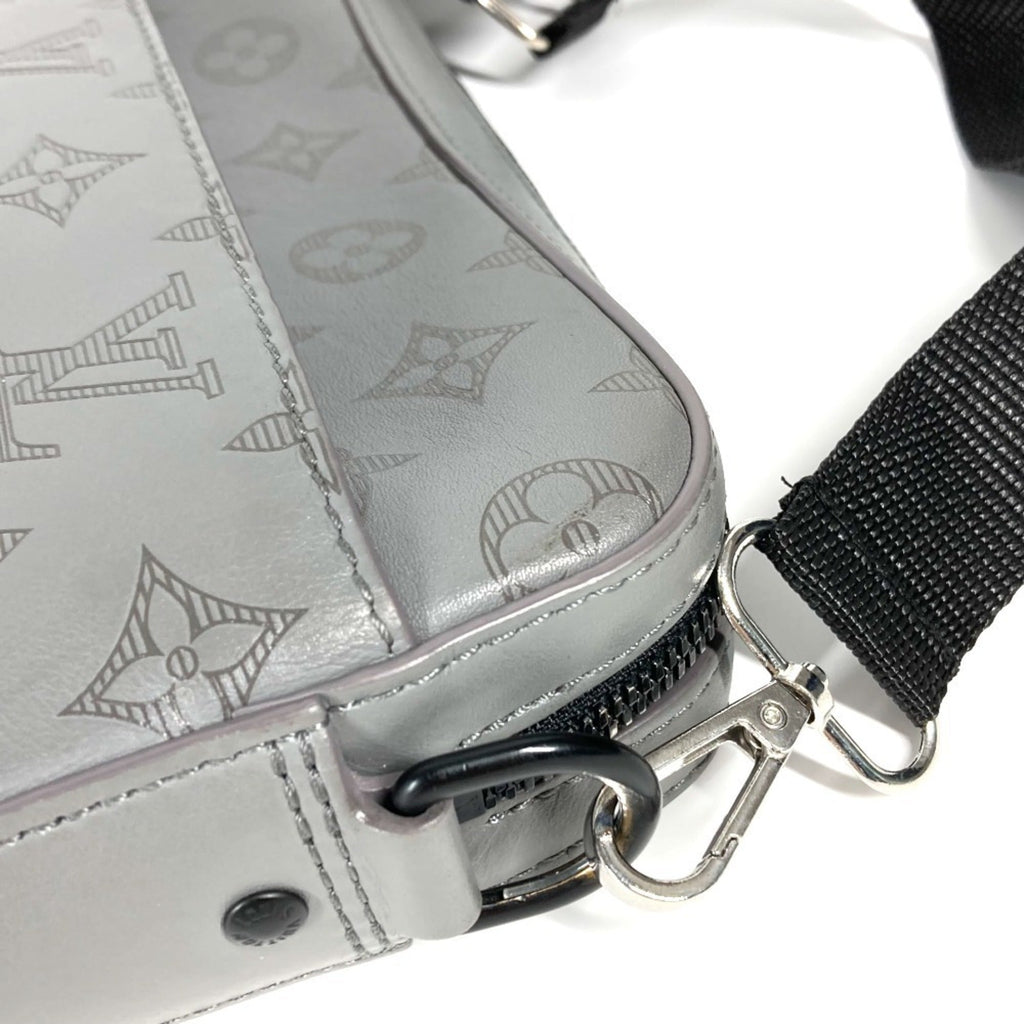 Louis Vuitton Gray Monogram Shadow Clutch Bag Shoulder Bag (Pre-Owned)