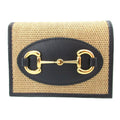 Gucci Beige Navy Canvas Leather Coin Purse/Coin Case (Pre-Owned)