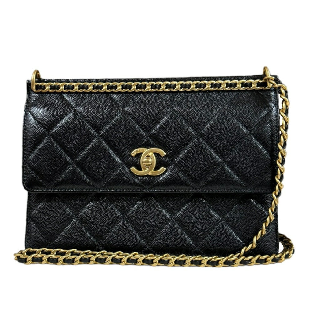 Chanel Black Caviar Leather Shoulder Bag (Pre-Owned)