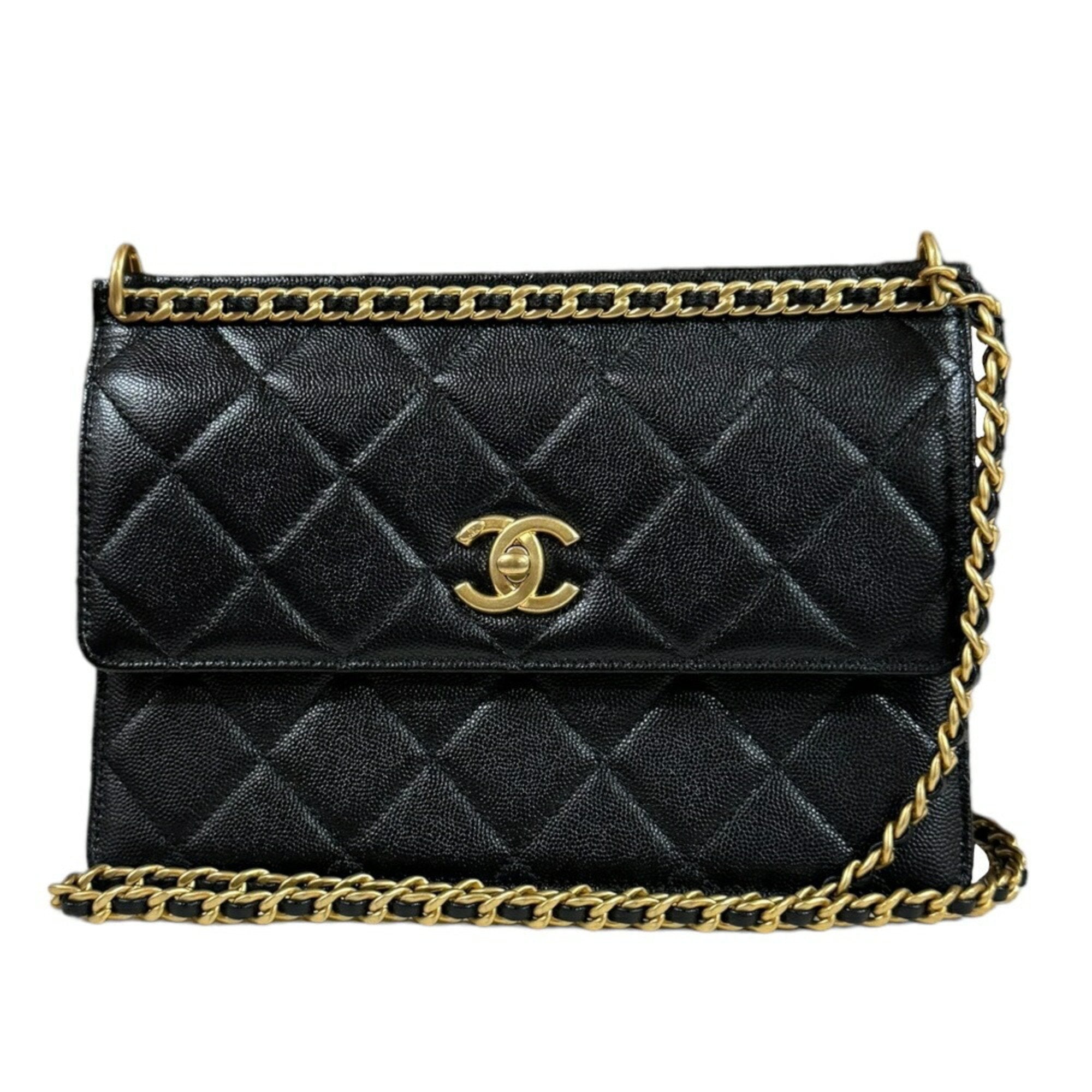 Chanel Black Caviar Leather Shoulder Bag (Pre-Owned)