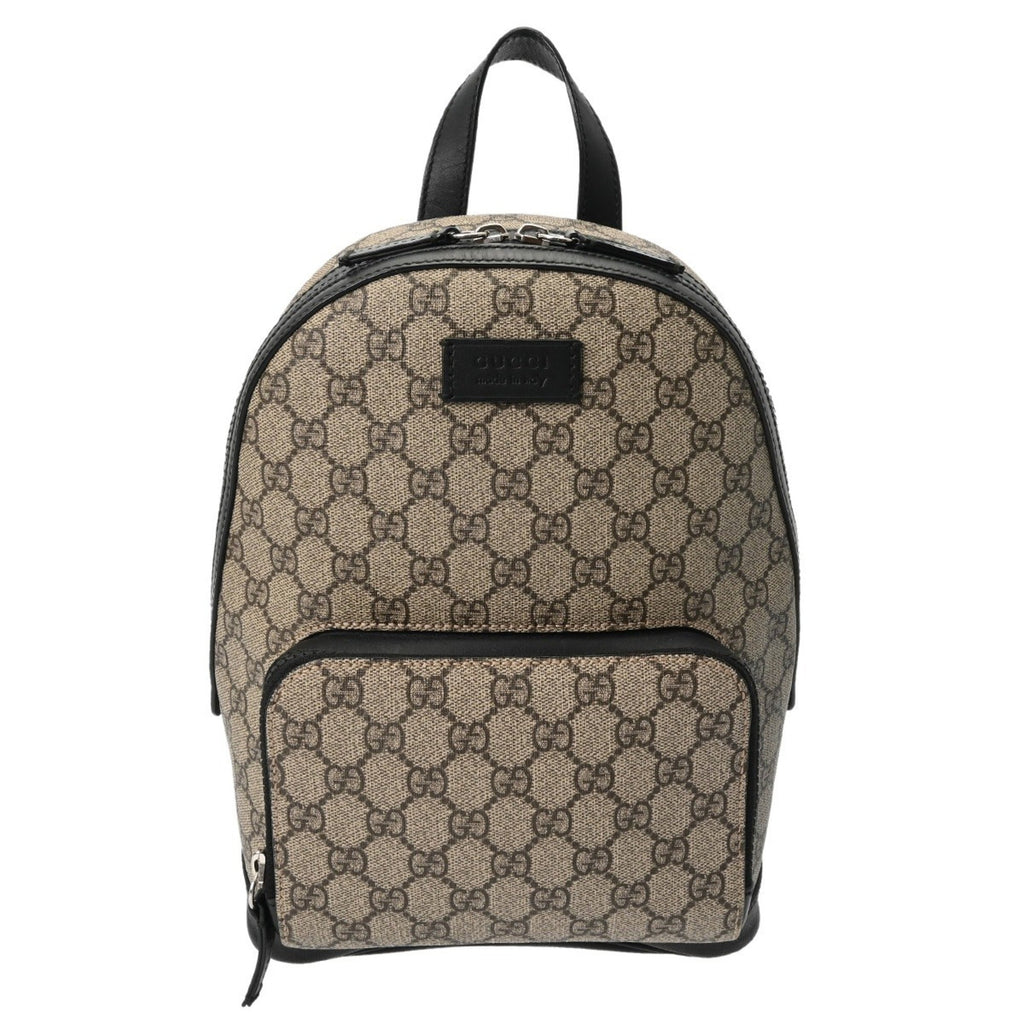 Gucci Beige Gg Supreme Canvas Leather Backpack (Pre-Owned)