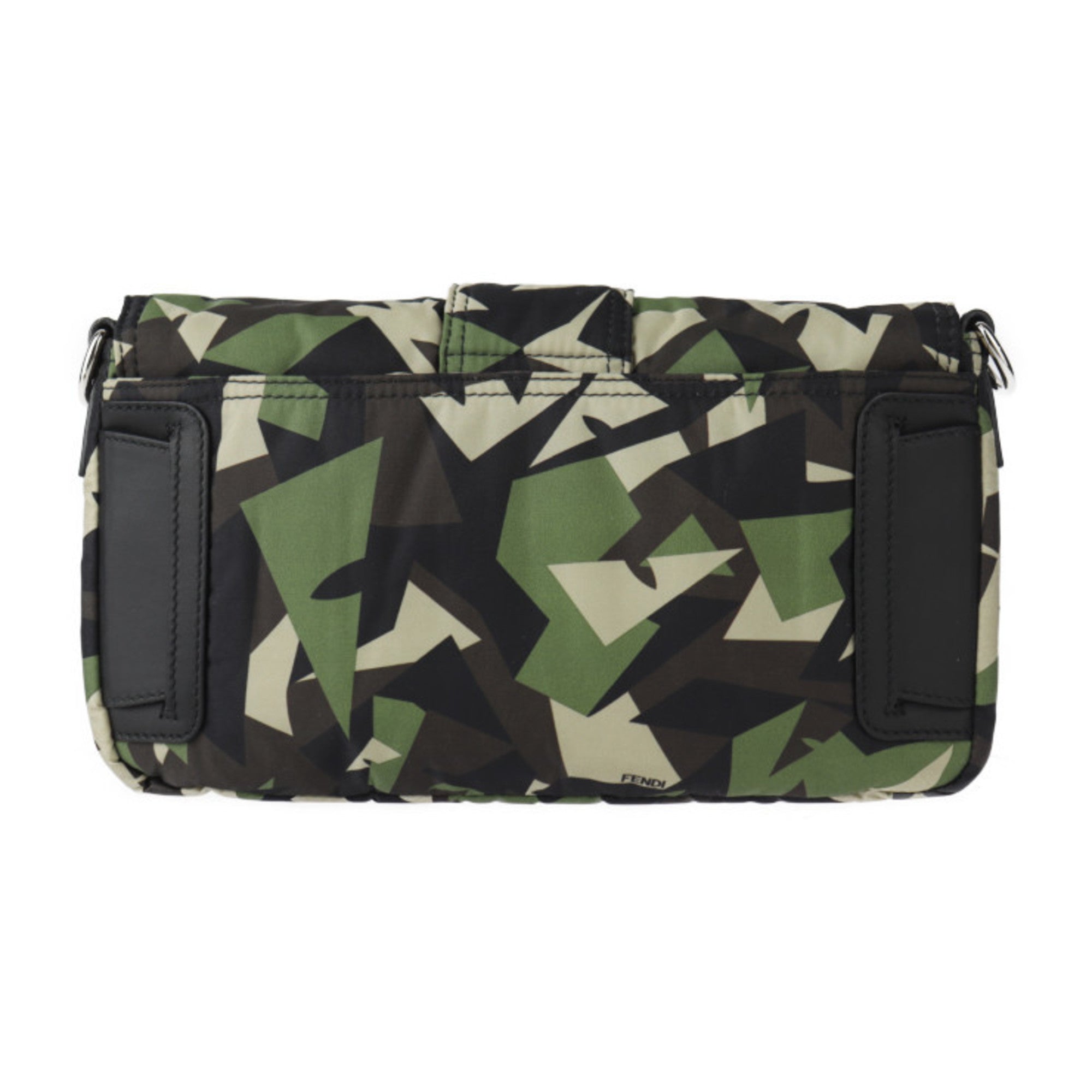 Fendi Beige Black Camouflage Green Nylon Leather Clutch Bag Fanny Pack Pouch Shoulder Bag (Pre-Owned)
