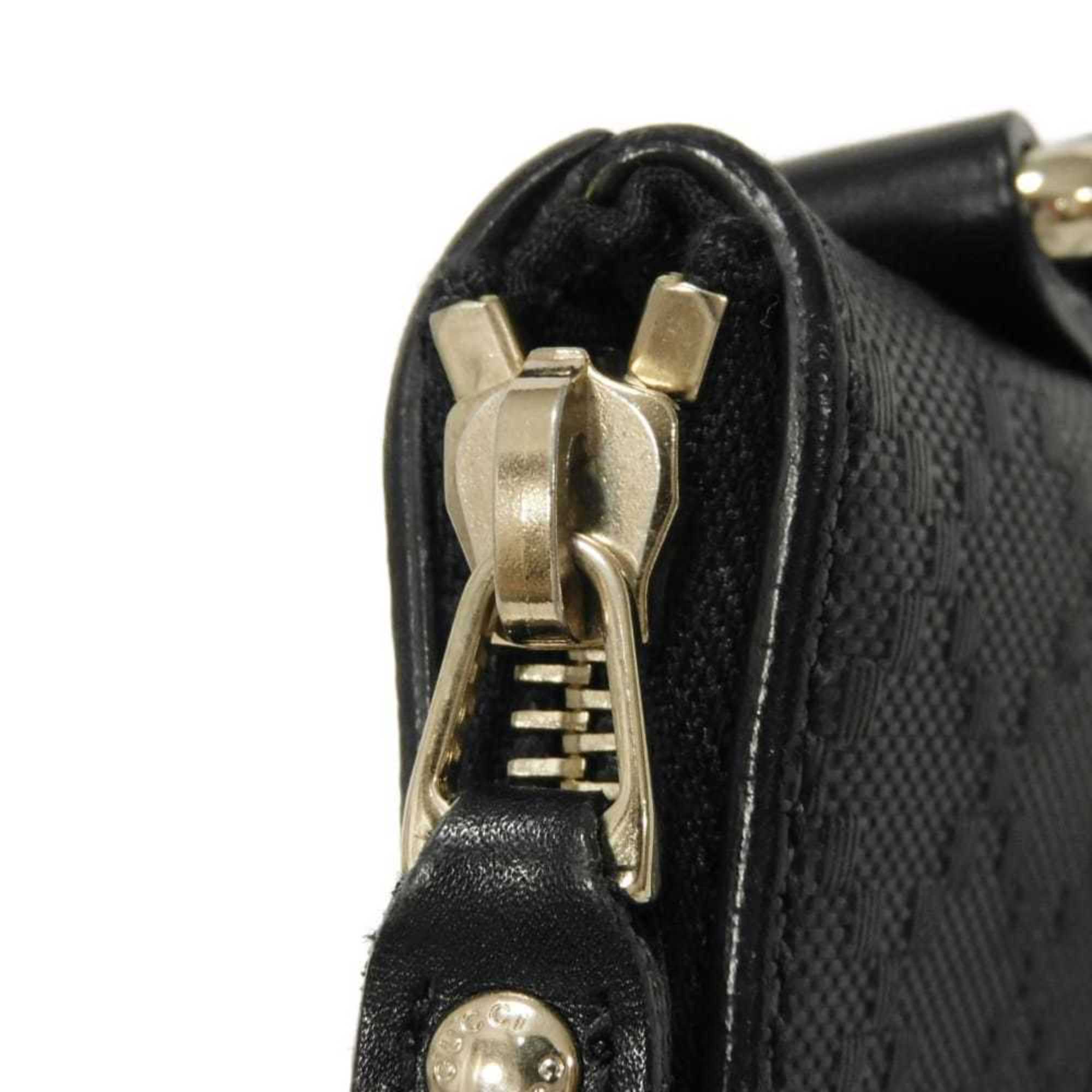 Gucci Diamante Black Leather Messenger Bag Shoulder Bag (Pre-Owned)