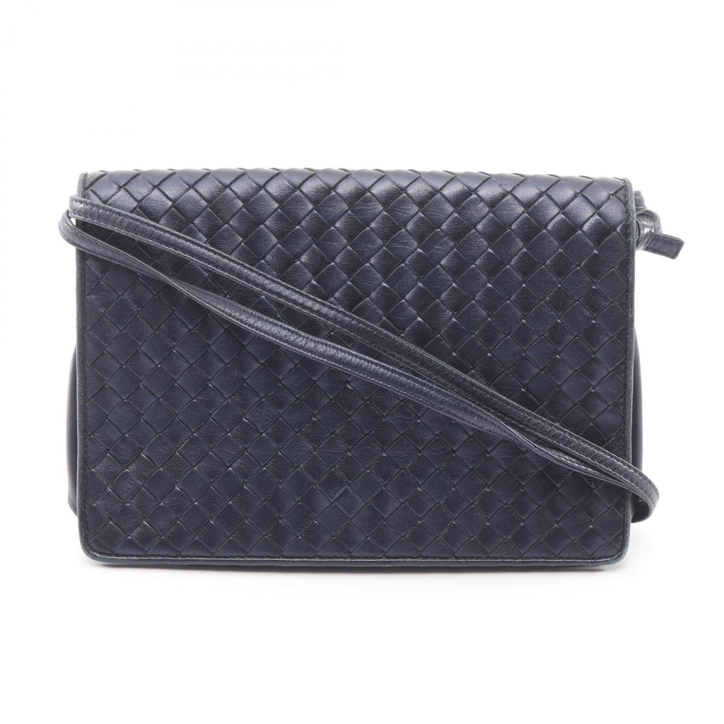 Bottega Veneta Navy Intrecciato Shoulder Bag (Pre-Owned)