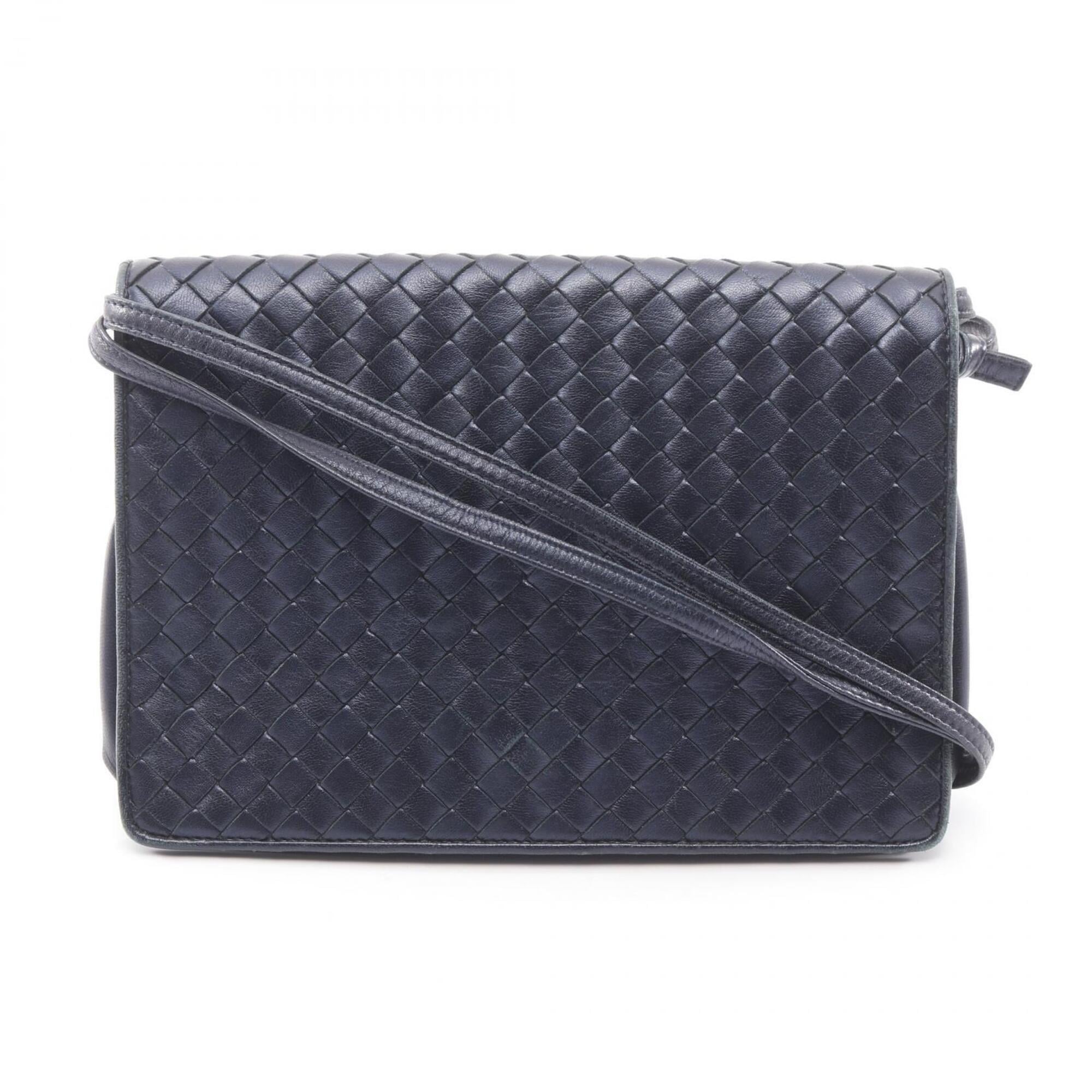 Bottega Veneta Navy Intrecciato Shoulder Bag (Pre-Owned)