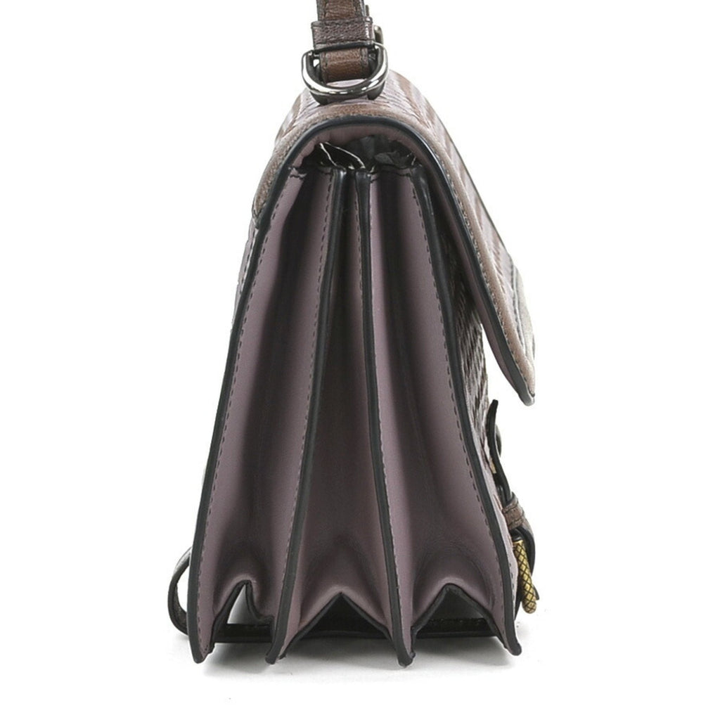 Bottega Veneta Intrecciato Purple Brown Leather Shoulder Bag (Pre-Owned)