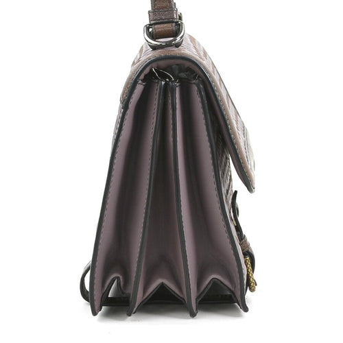 Bottega Veneta Intrecciato Purple Brown Leather Shoulder Bag (Pre-Owned)