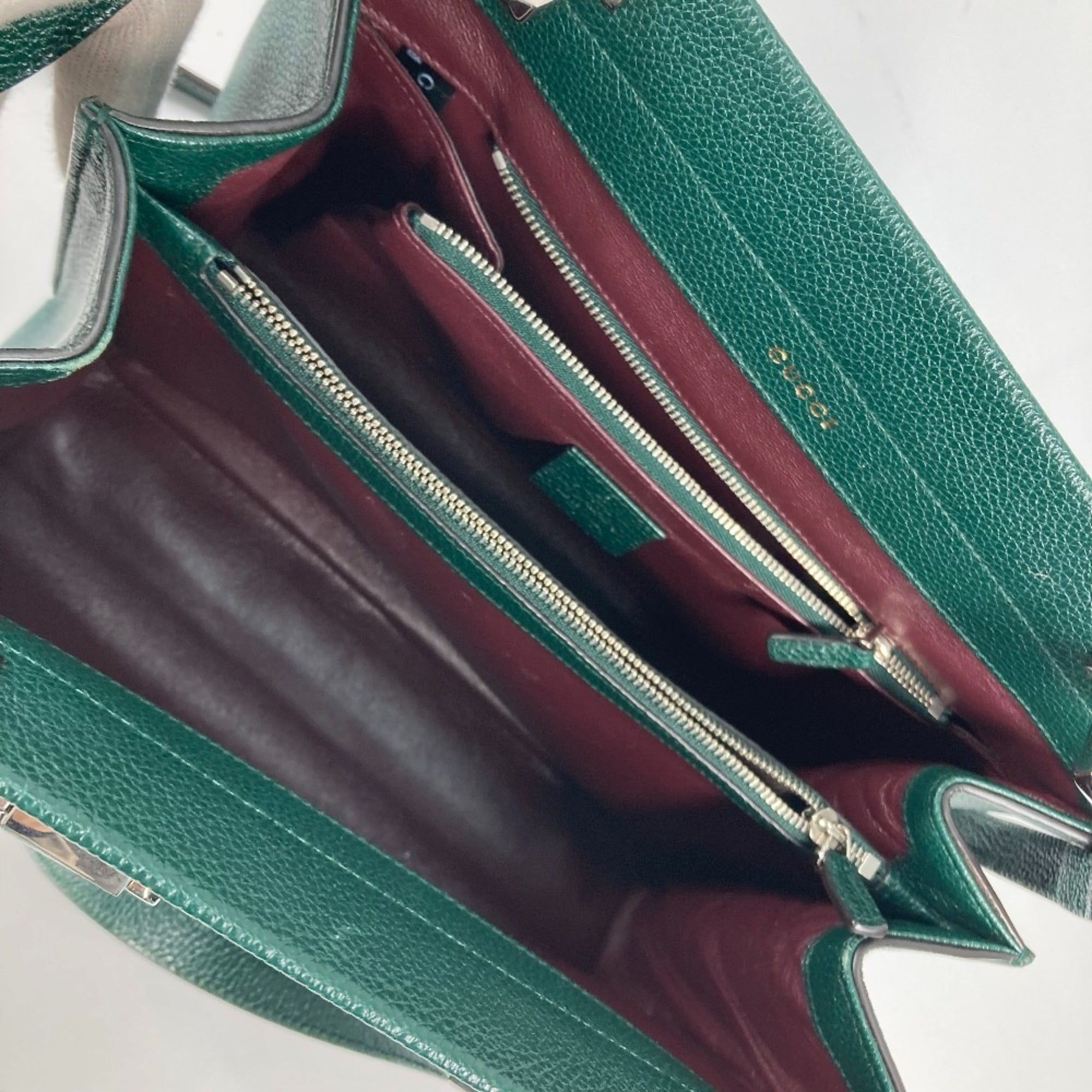 Gucci Green Leather Handbag Shoulder Bag (Pre-Owned)