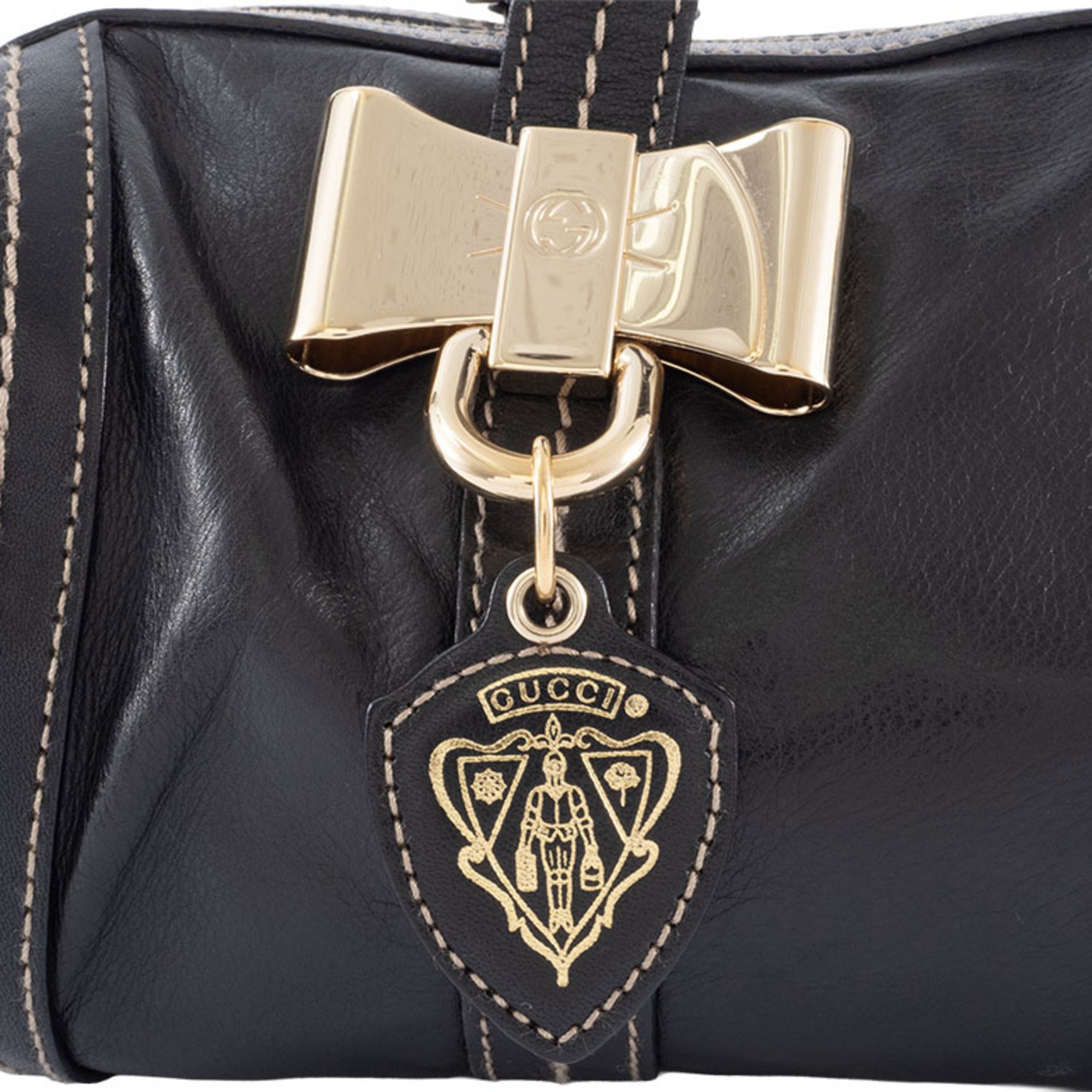 Gucci Hysteria Black Leather Boston Bag (Pre-Owned)
