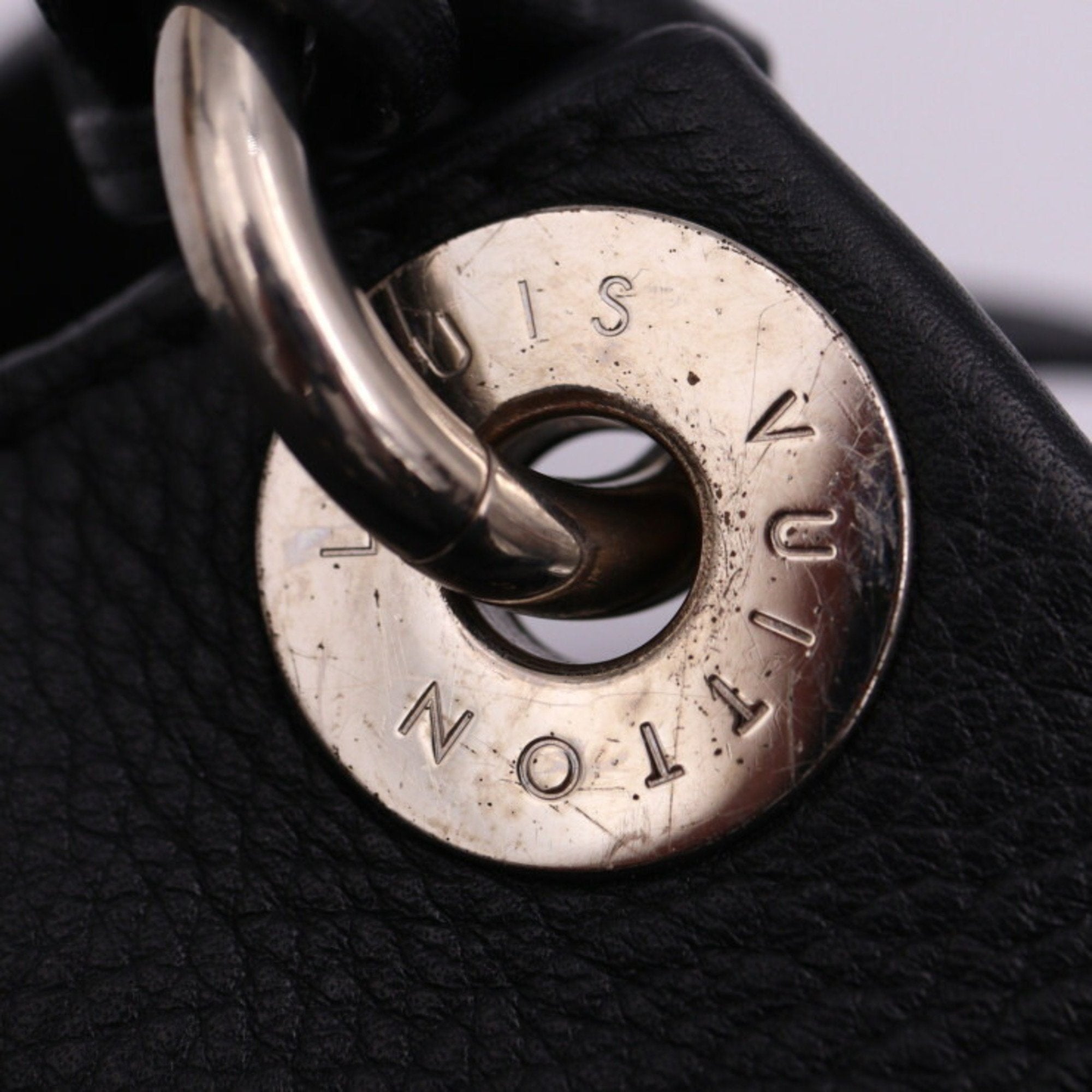 Louis Vuitton Black Leather Handbag Shoulder Bag Tote Bag (Pre-Owned)