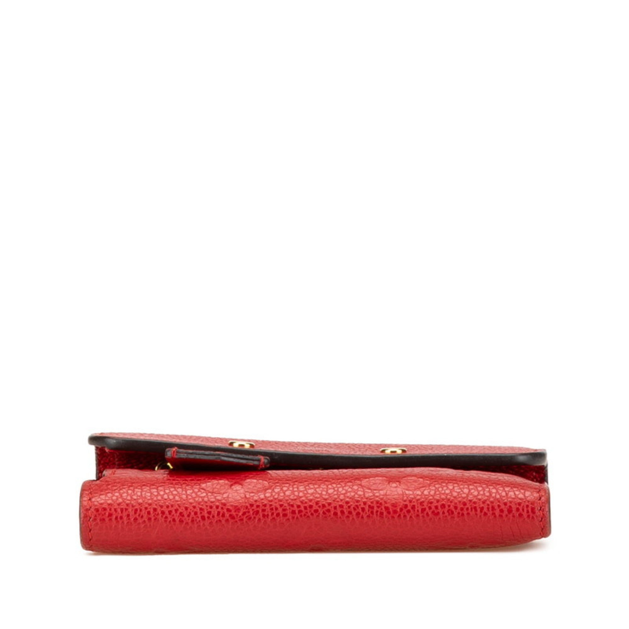 Louis Vuitton Cerise Red Color Leather Wallet (Tri-Fold) (Pre-Owned)