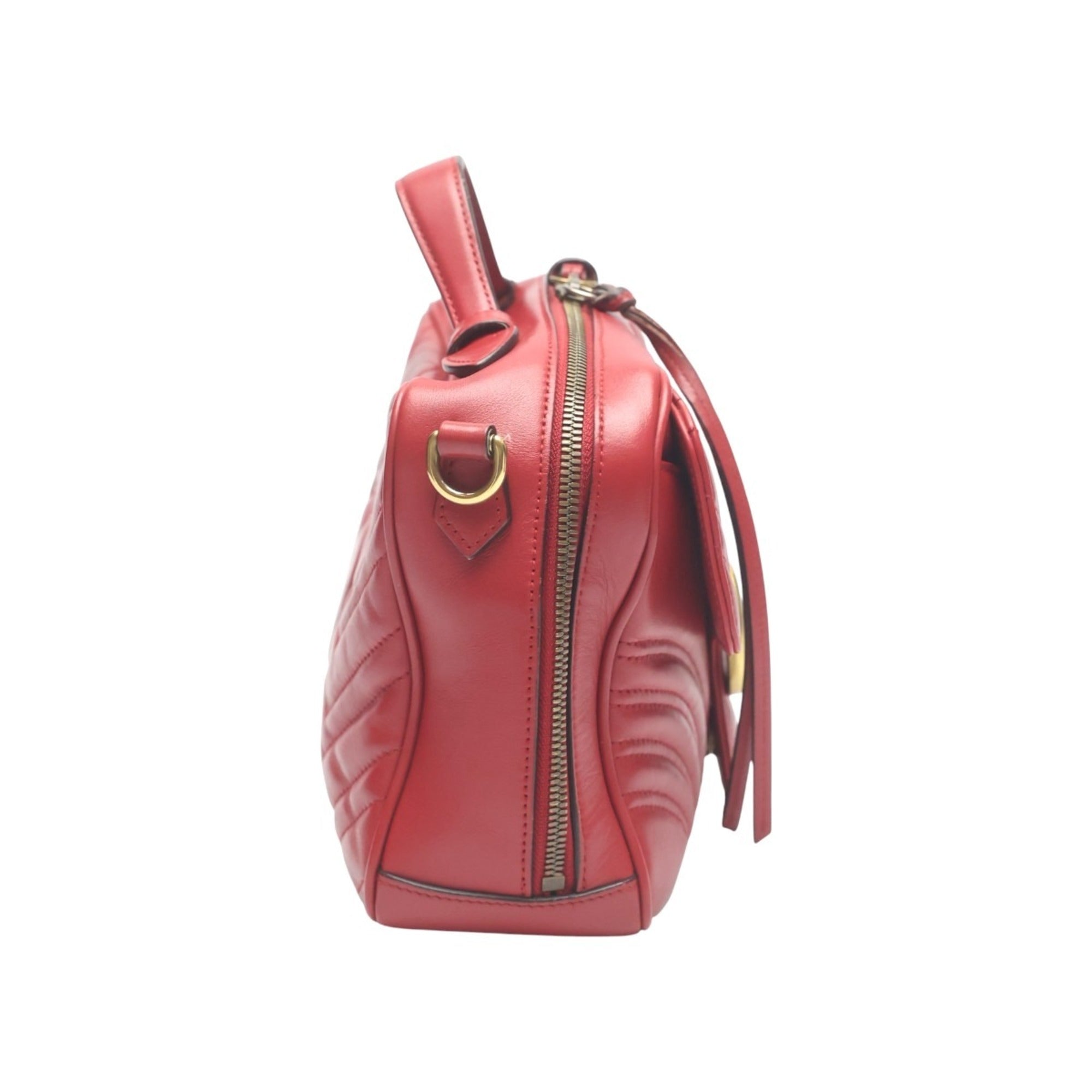 Gucci Red Color Leather Fanny Pack Sling Bag (Pre-Owned)