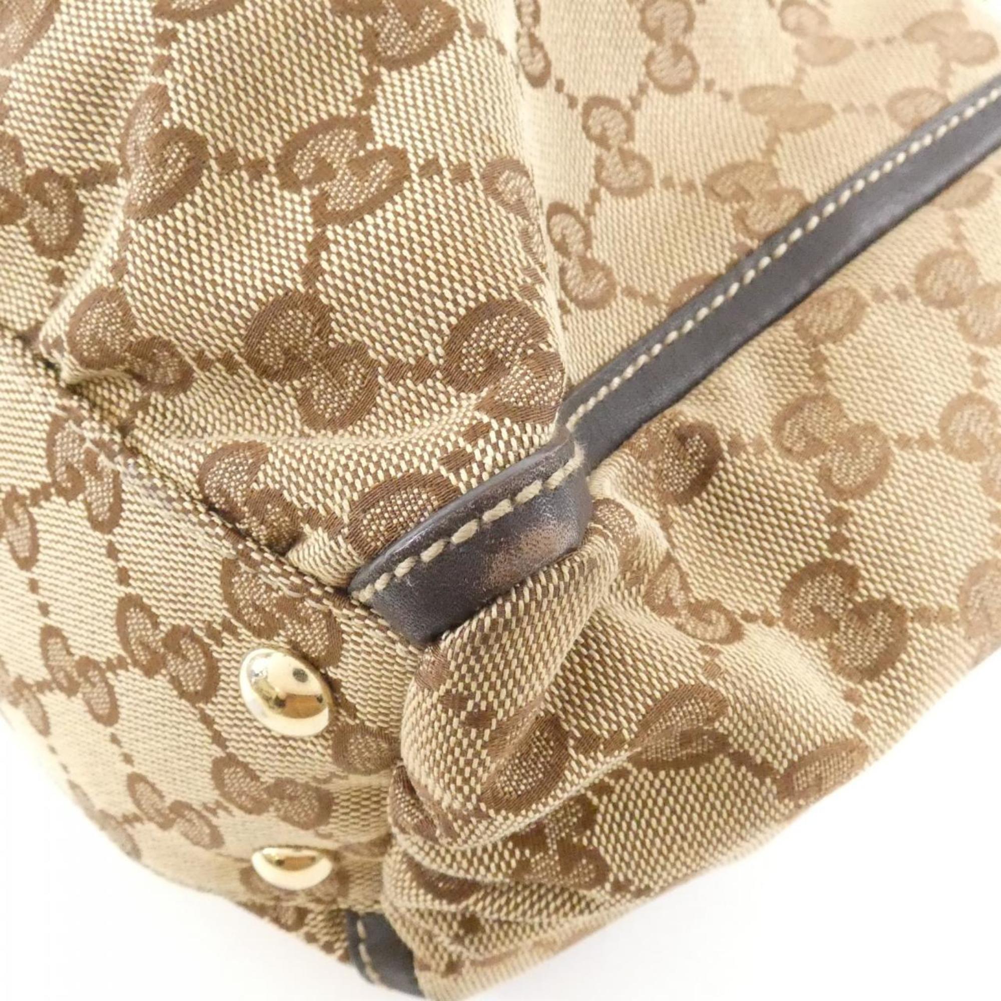Gucci Beige Brown Gg Canvas Handbag (Pre-Owned)