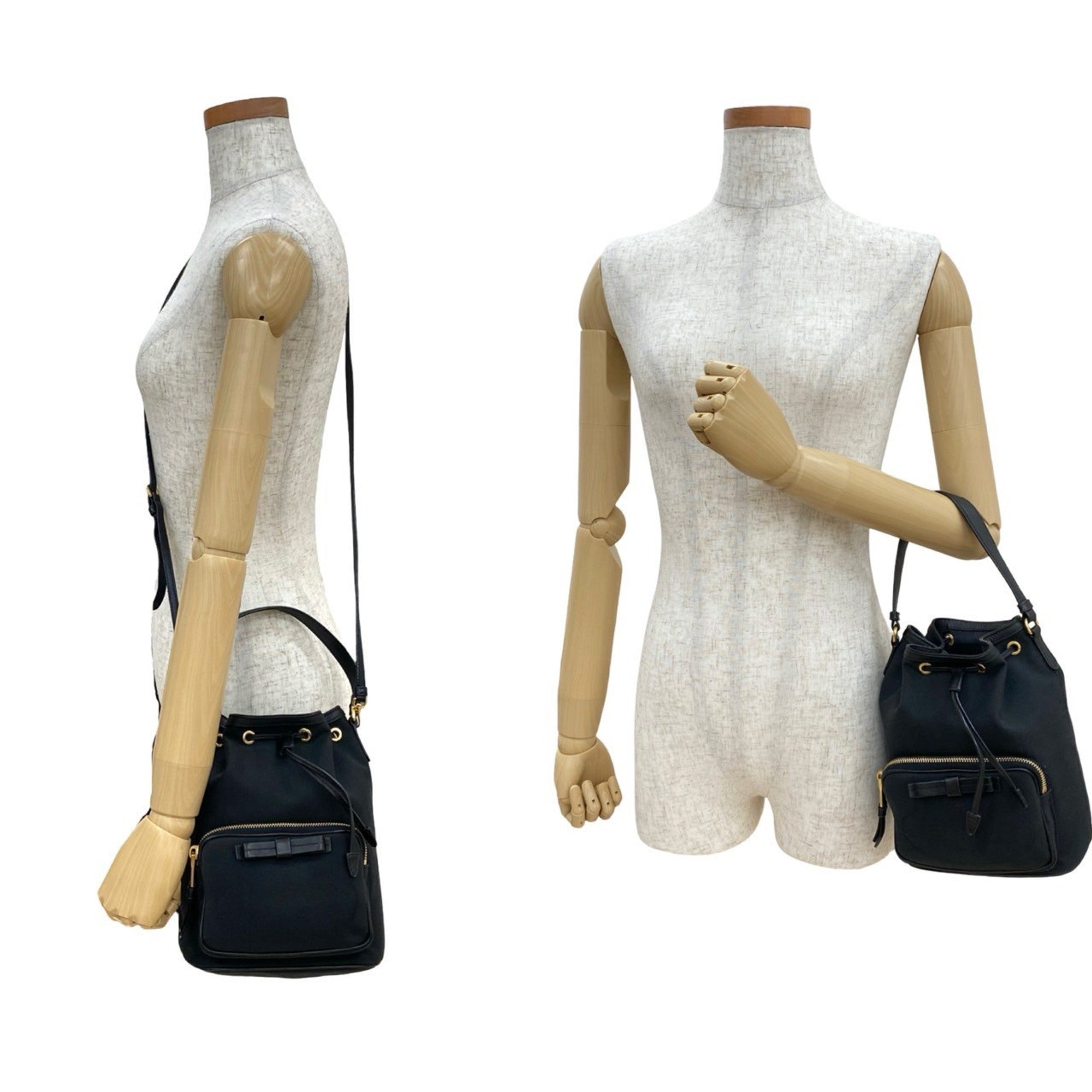 Prada Black Canvas Leather Handbag Shoulder Bag (Pre-Owned)