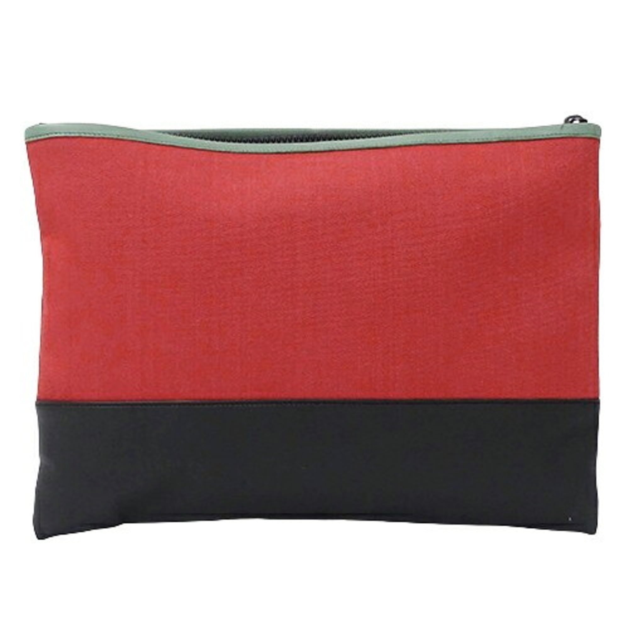 Bottega Veneta Black Blue Red Color Leather Nylon Clutch Bag (Pre-Owned)