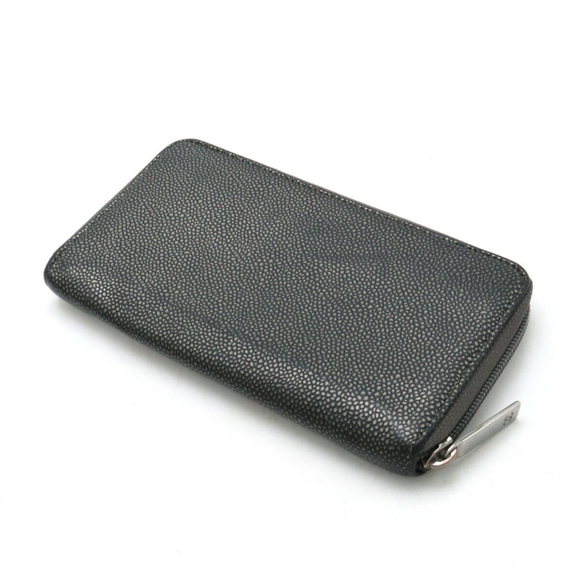 Chanel Metallic Gray Grained Calfskin Long Wallet (Bi-Fold) (Pre-Owned)