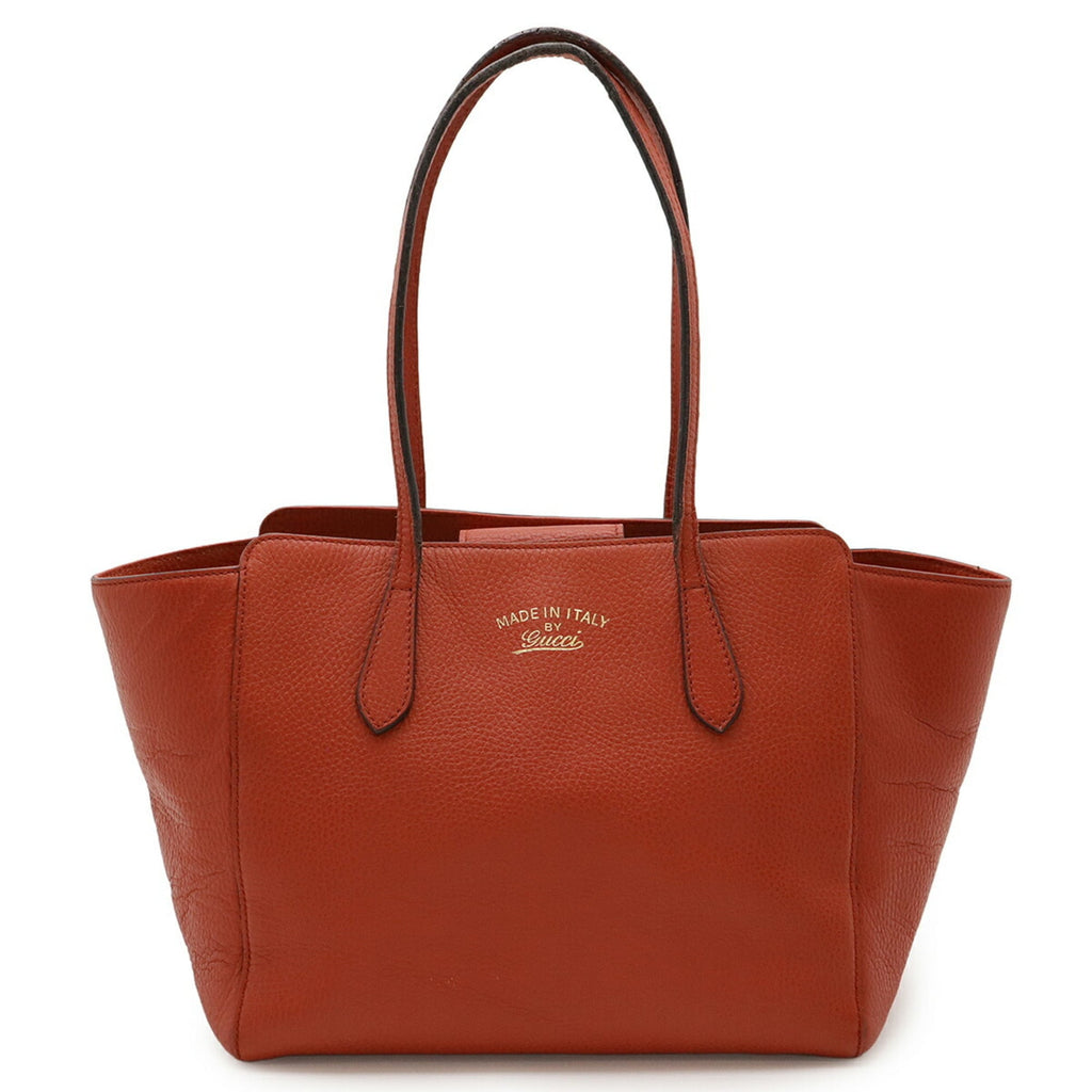 Gucci Red Color Leather Shoulder Bag Tote Bag (Pre-Owned)