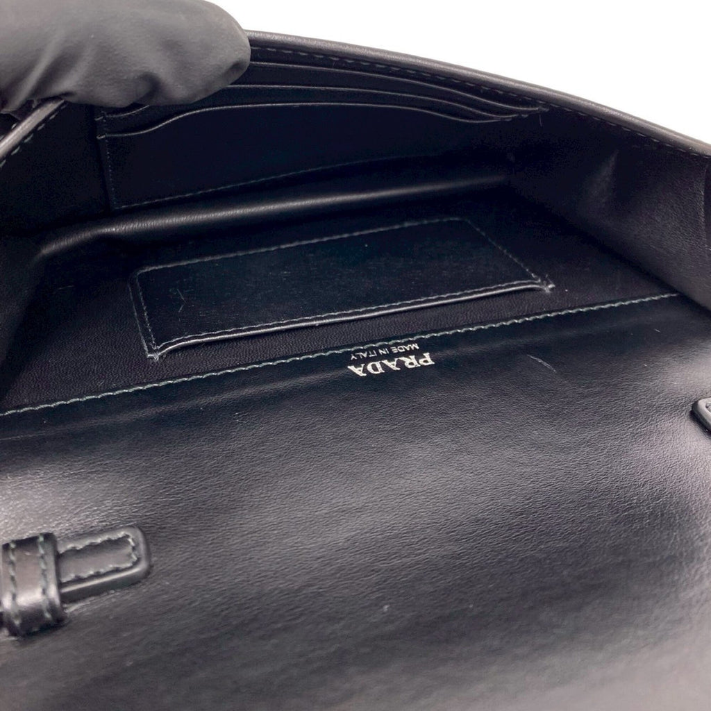 Prada Black Nylon Leather Handbag Shoulder Bag (Pre-Owned)