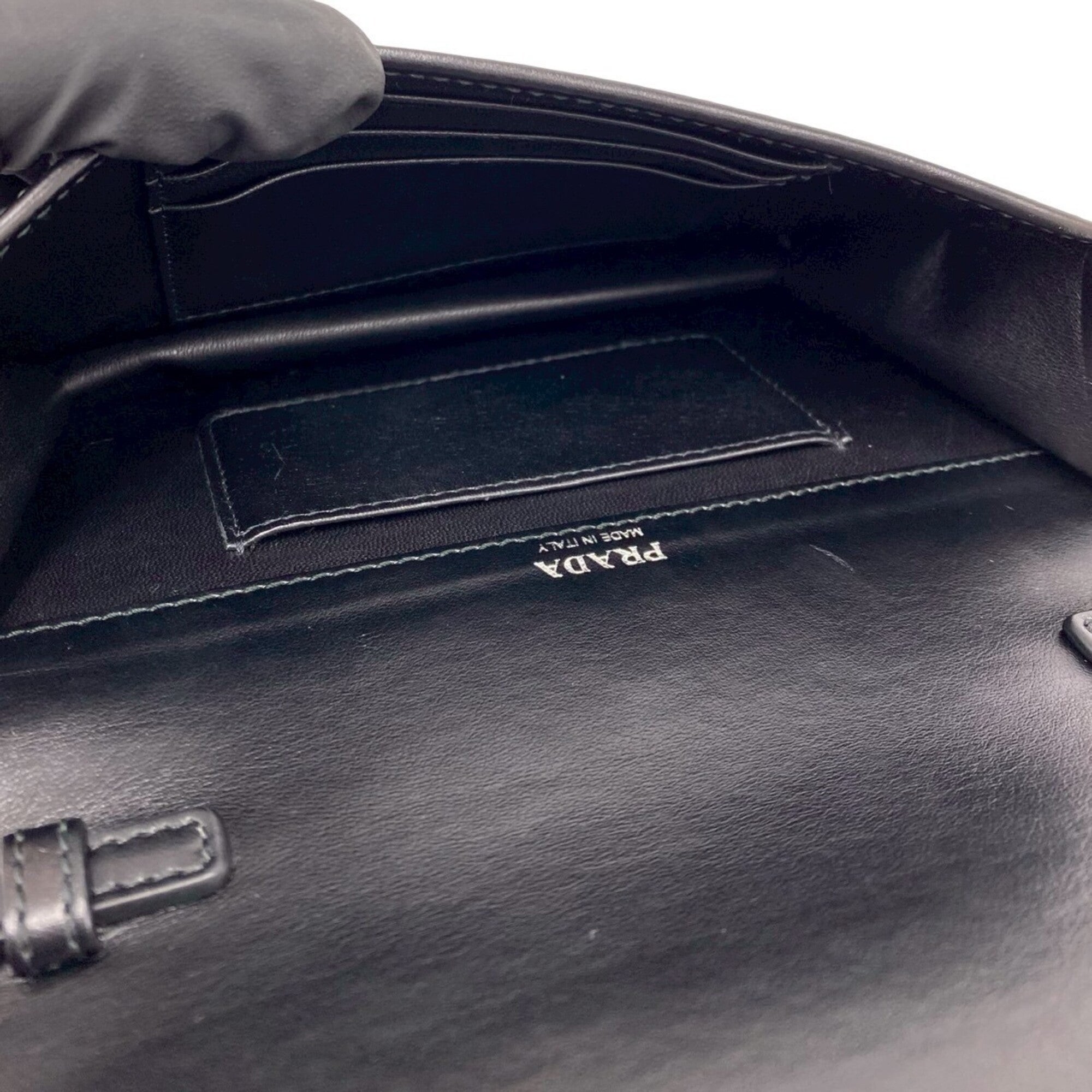 Prada Black Nylon Leather Handbag Shoulder Bag (Pre-Owned)