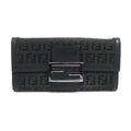 Fendi Black Canvas Leather Long Wallet (Tri-Fold) (Pre-Owned)