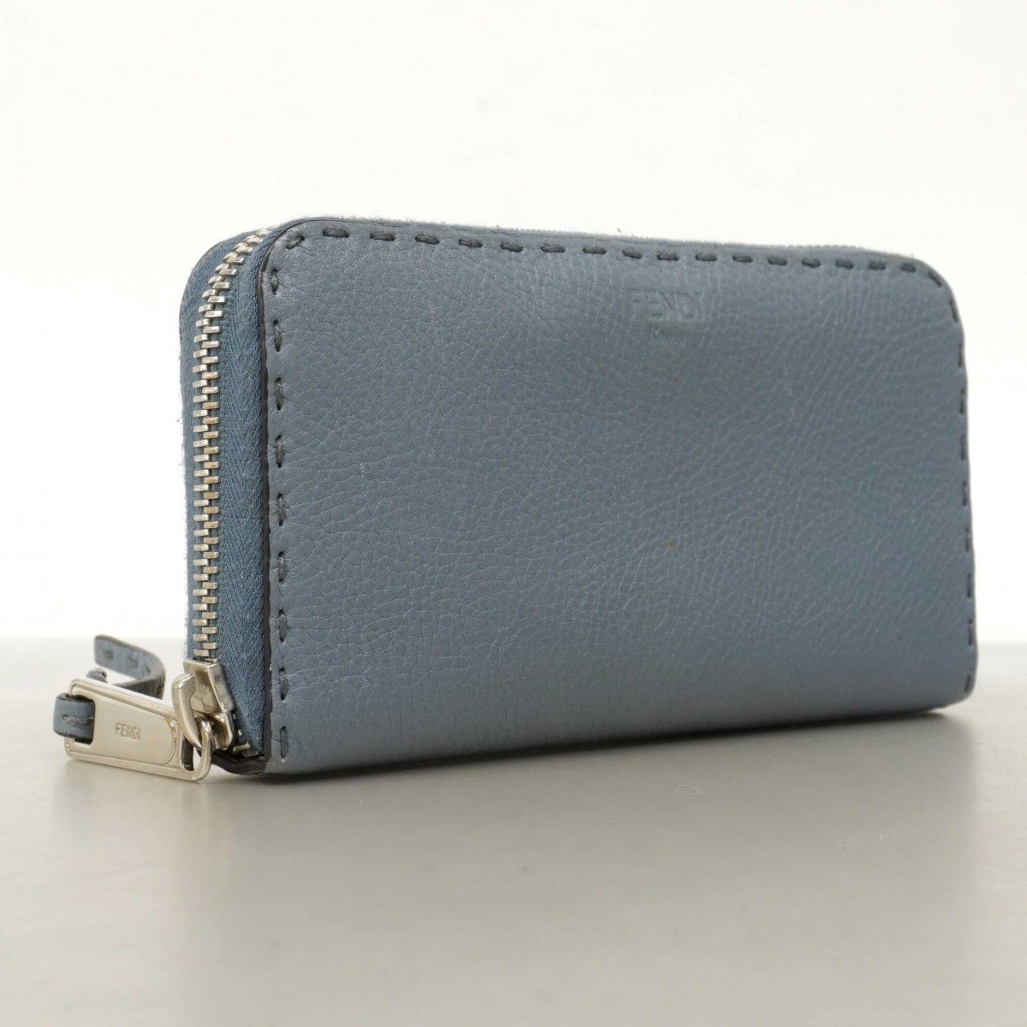 Fendi Blue Leather Long Wallet (Bi-Fold) (Pre-Owned)
