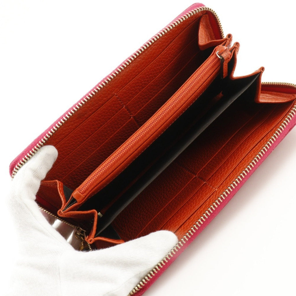 Gucci Orange Pink Leather Long Wallet (Bi-Fold) (Pre-Owned)